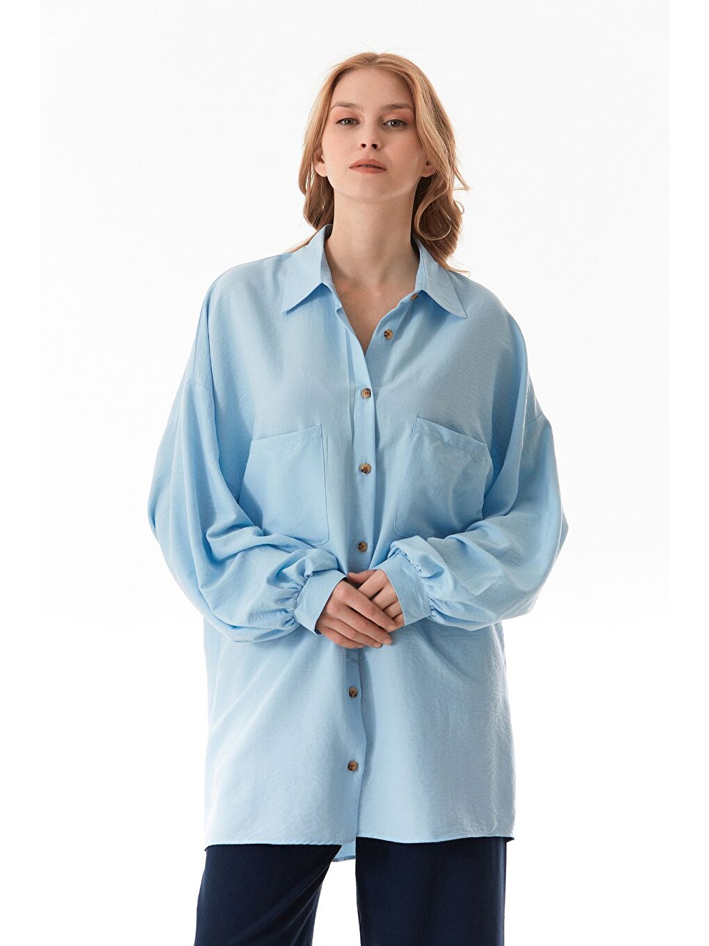 Mavi Fullamodest Oversize Balon Kol Gömlek-1