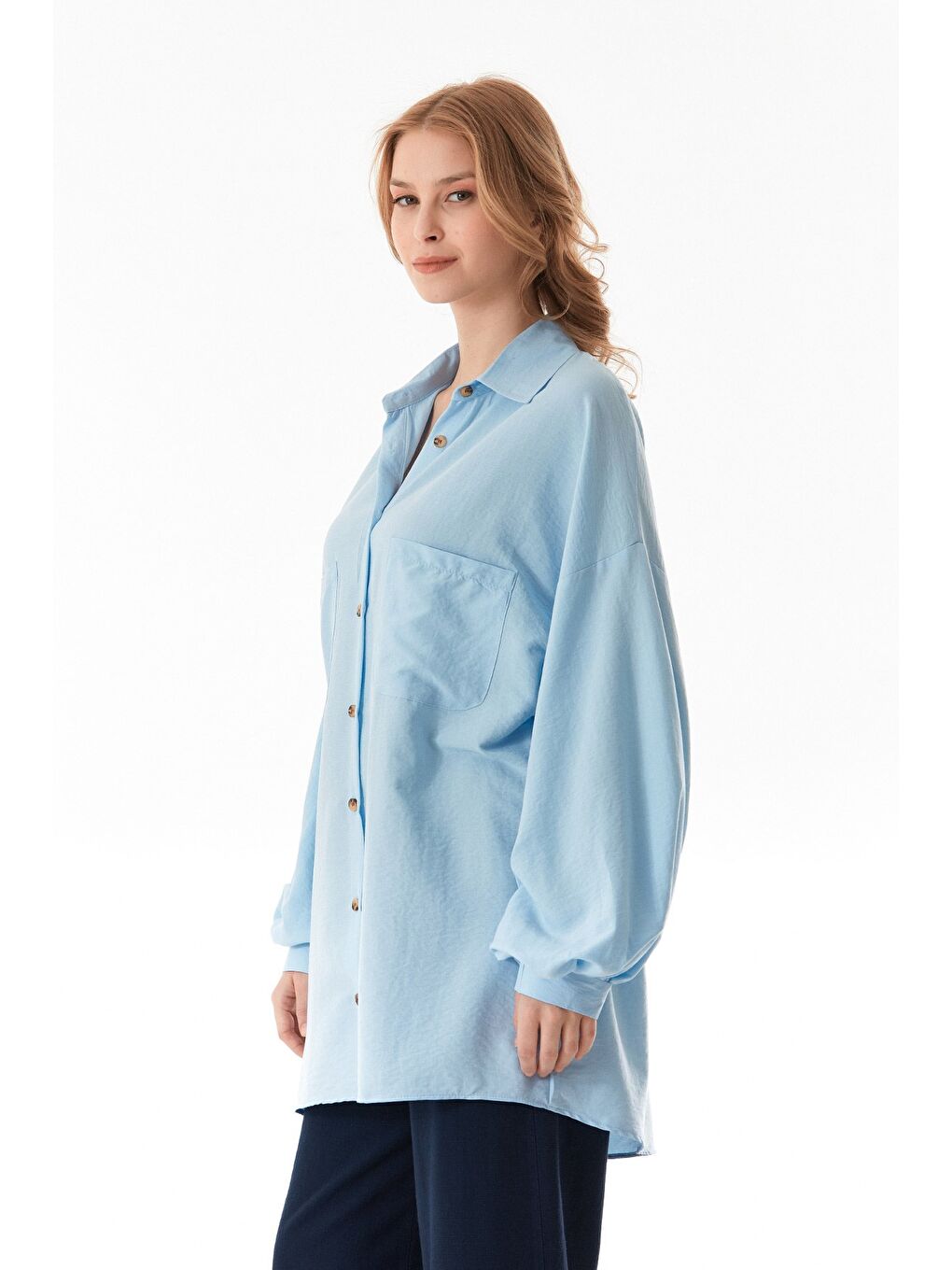 Mavi Fullamodest Oversize Balon Kol Gömlek-2