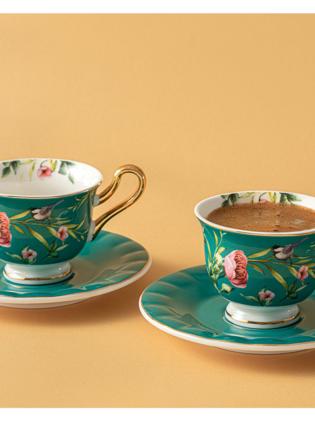 Vanilla New Bone China Kahve Fincan Takımı 4 Parça 2 Kişilik Turkuaz-1