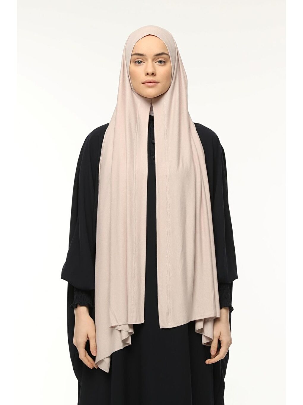 Bej Hazır Pratik Geçmeli Lüks Organik Düz Penye Şal Eşit Hizalı
