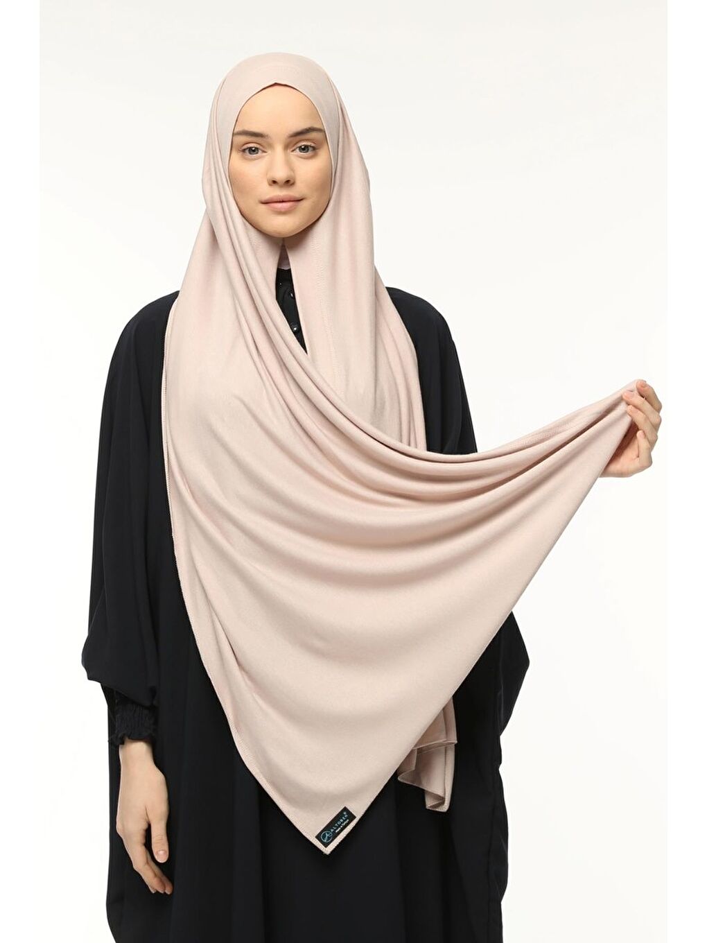 Bej Hazır Pratik Geçmeli Lüks Organik Düz Penye Şal Eşit Hizalı-1