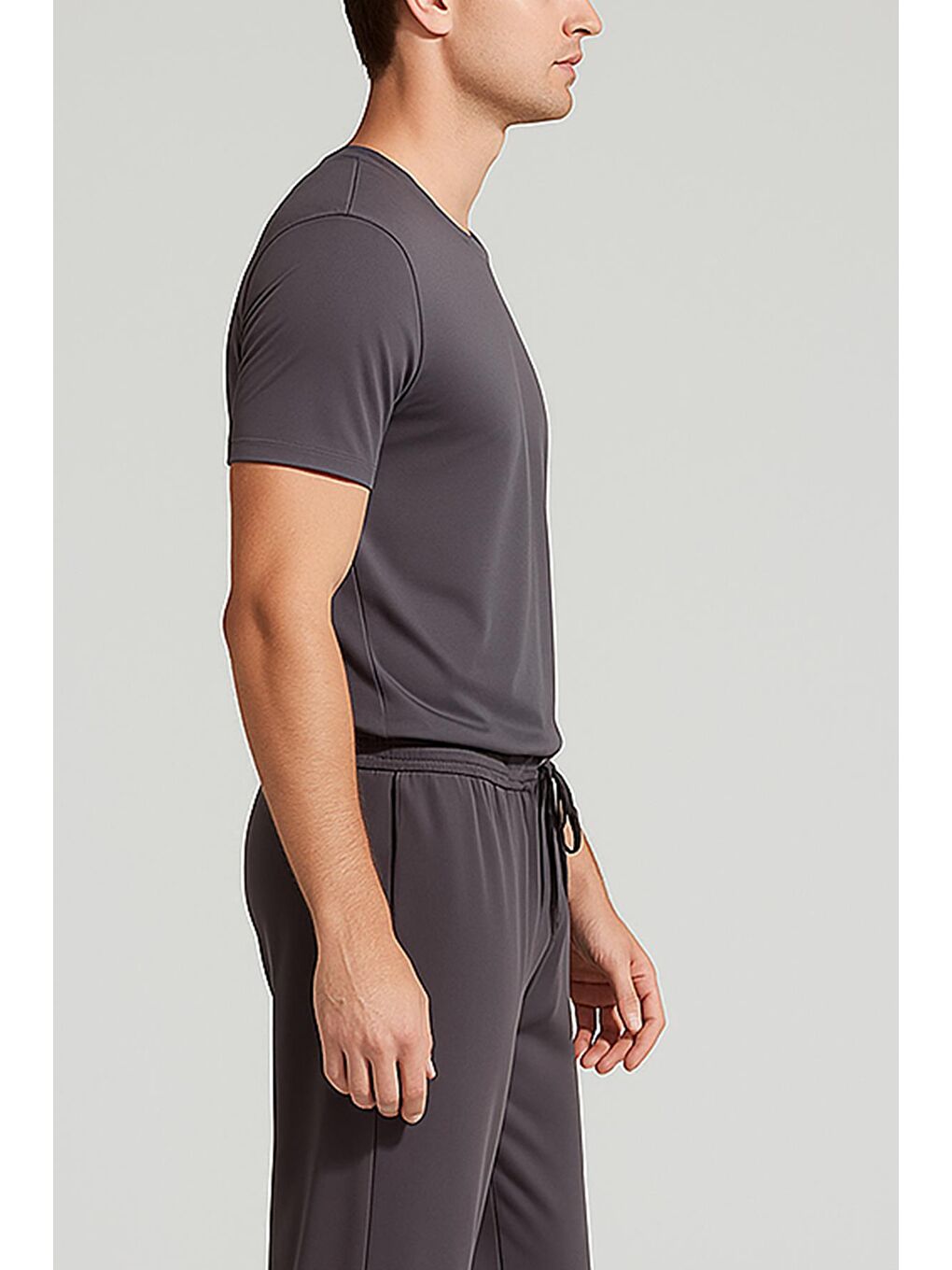 Antrasit Erkek Kısa Kollu Basic Esnek Elastanlı Viskoz T-shirt MAN01-1