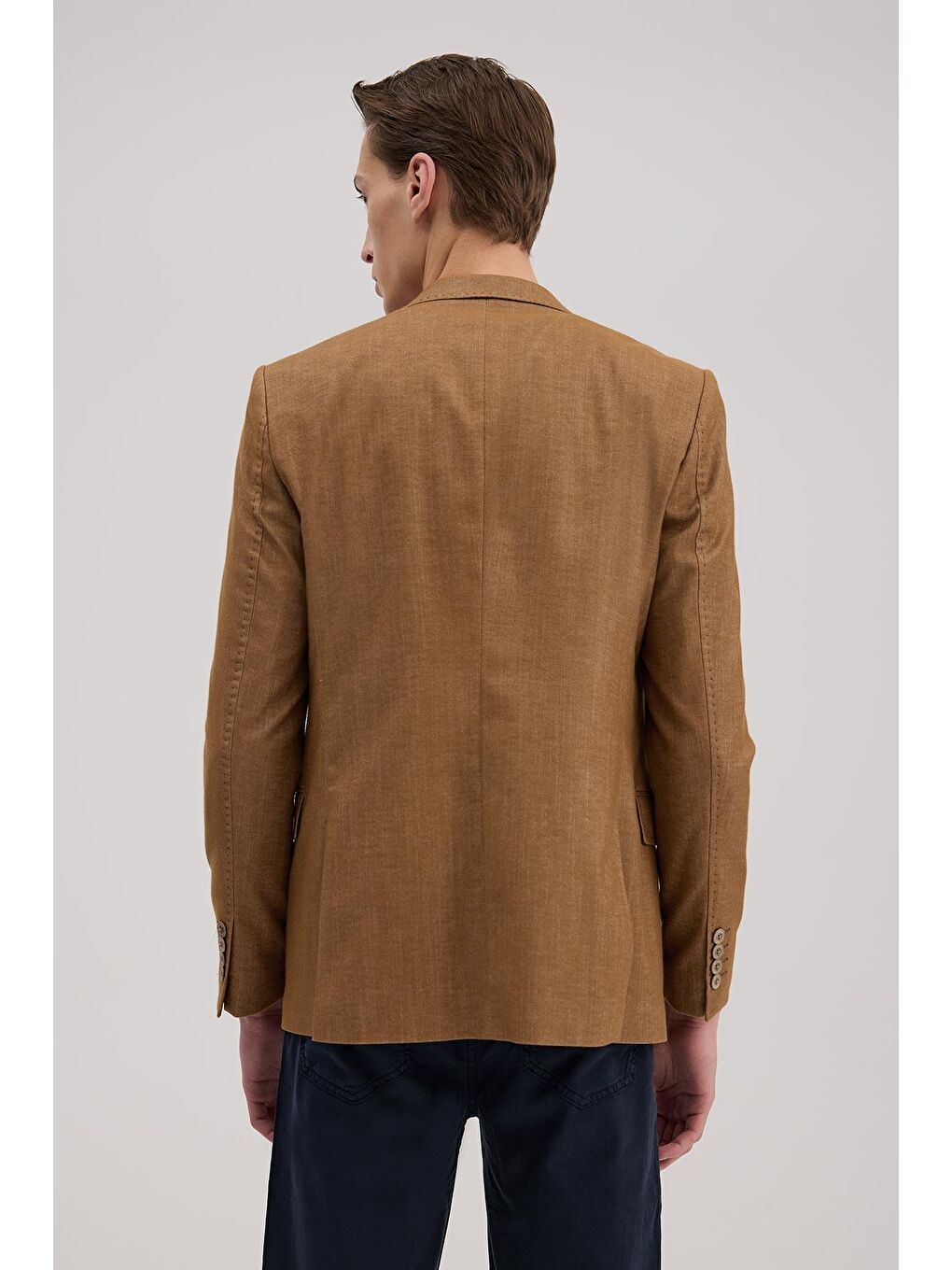 Kahverengi Taba Slim Fit Sivri Yaka Ceket-3