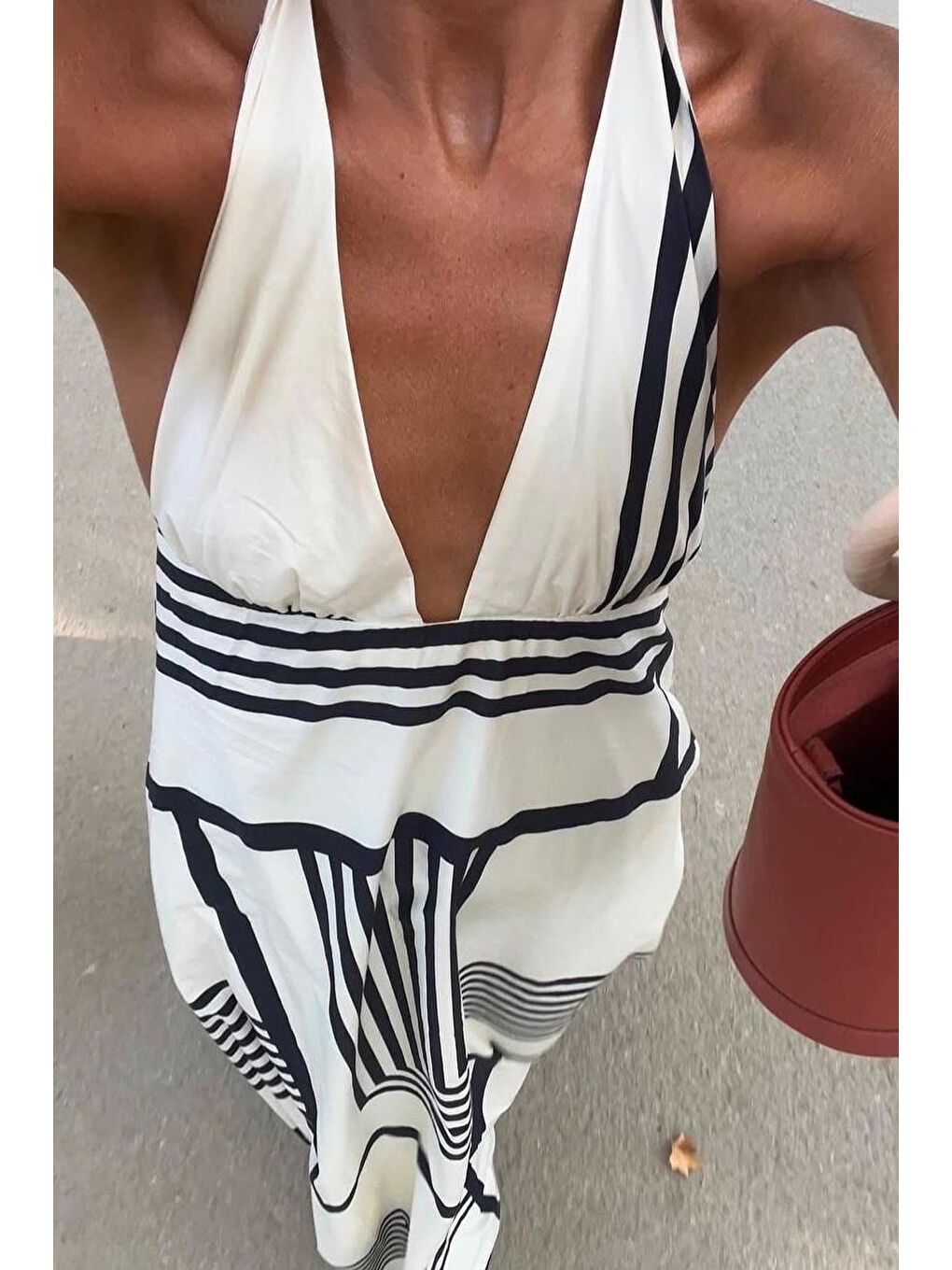 Siyah Boynu Bağlamalı Elbise Mg2378-2