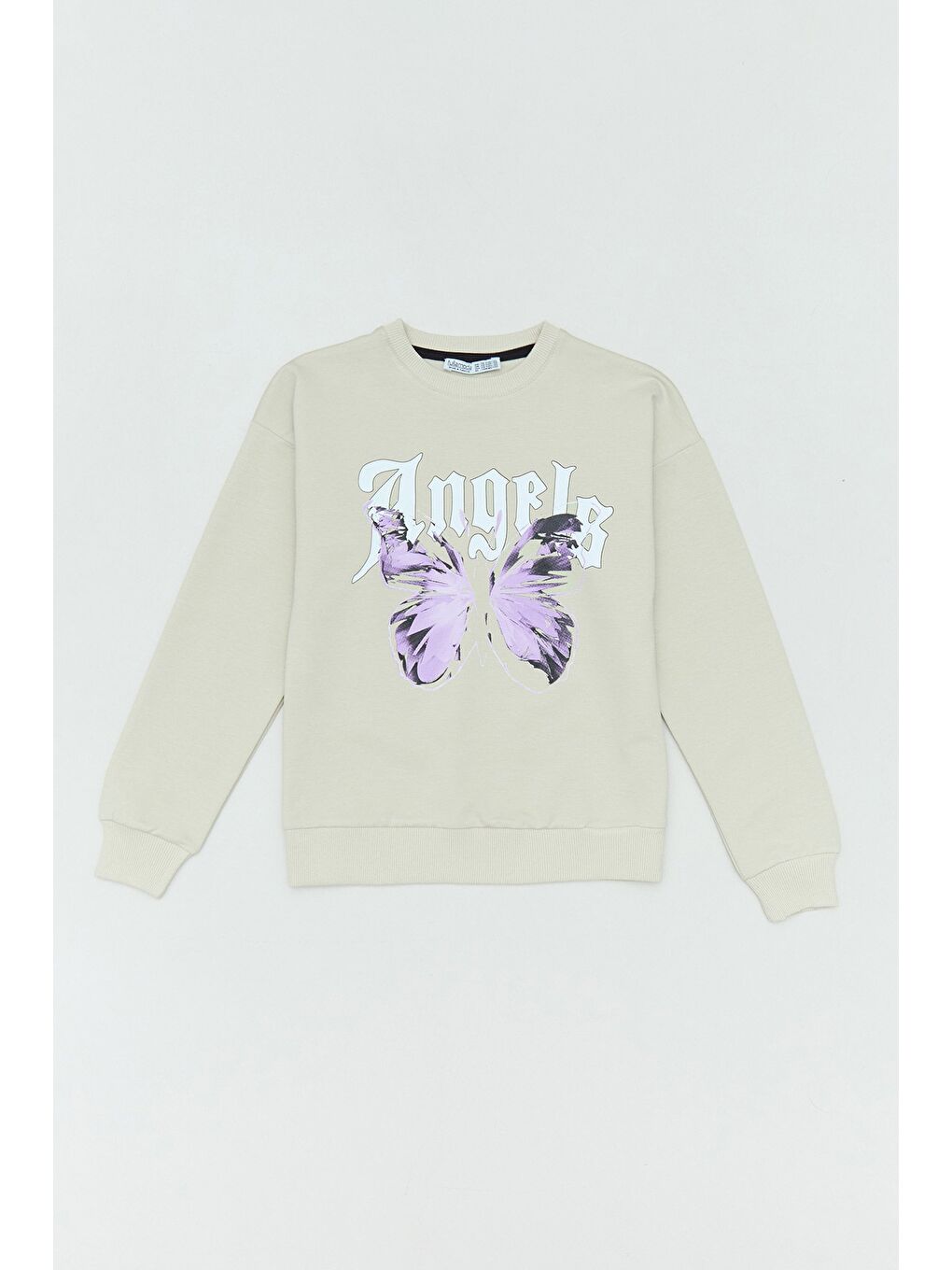 Turkuaz Angel Ve Kelebek Baskılı Kız Çocuk Sweatshirt