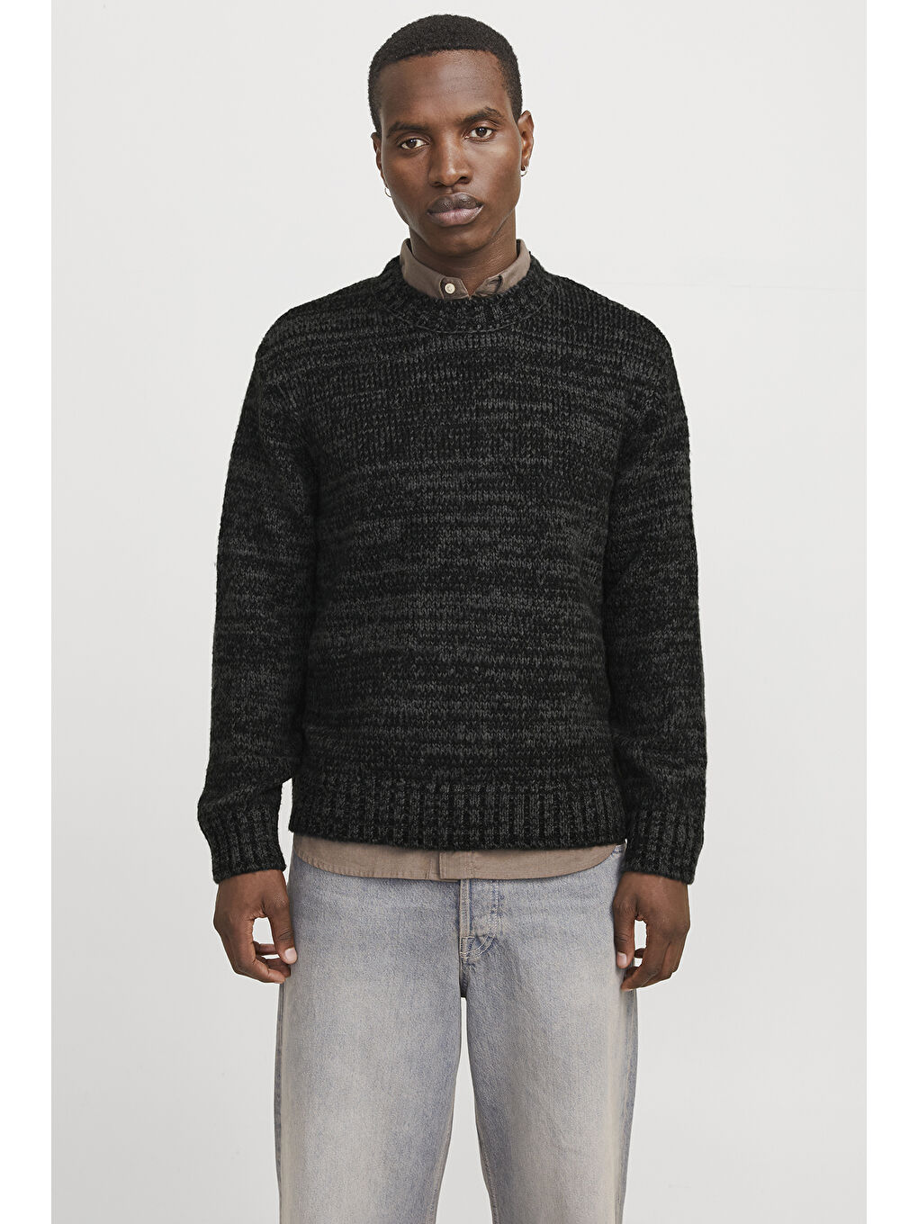 Siyah Originals Jorwinter Relaxed Fit Bisiklet Yaka Kırçıllı Erkek Kazak 12277985