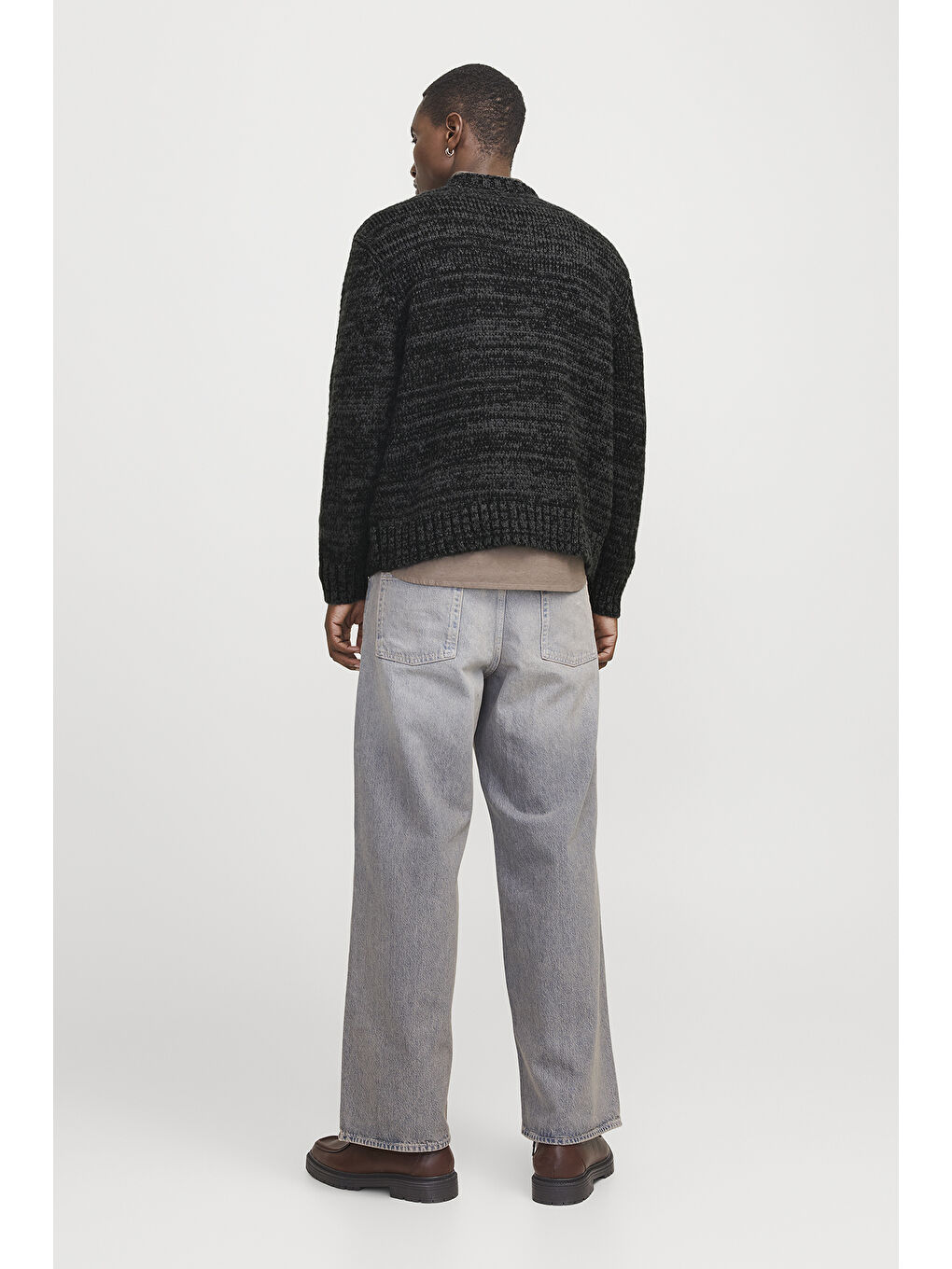 Siyah Originals Jorwinter Relaxed Fit Bisiklet Yaka Kırçıllı Erkek Kazak 12277985-5