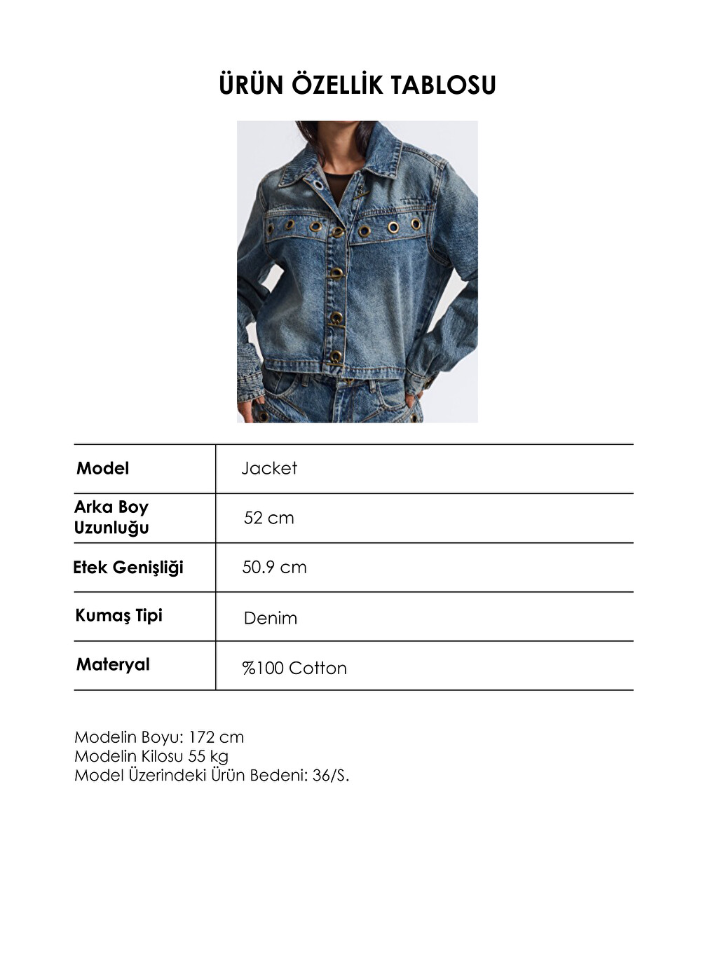 Mavi Kadın Jean Rengi 4w6-8 Kemer Boy Kuş Gözü Detaylı Özel Tasarım Denim Ceket-5