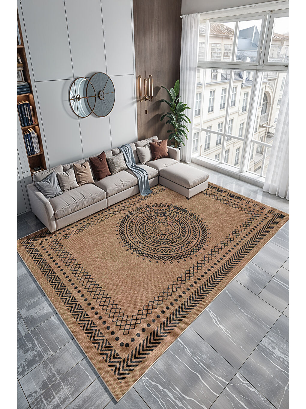 Kahverengi Dekoratif Soft Modern Kaymaz Yıkanabilir Salon Halısı Mutfak Halısı Koridor Halısı Yolluk-2