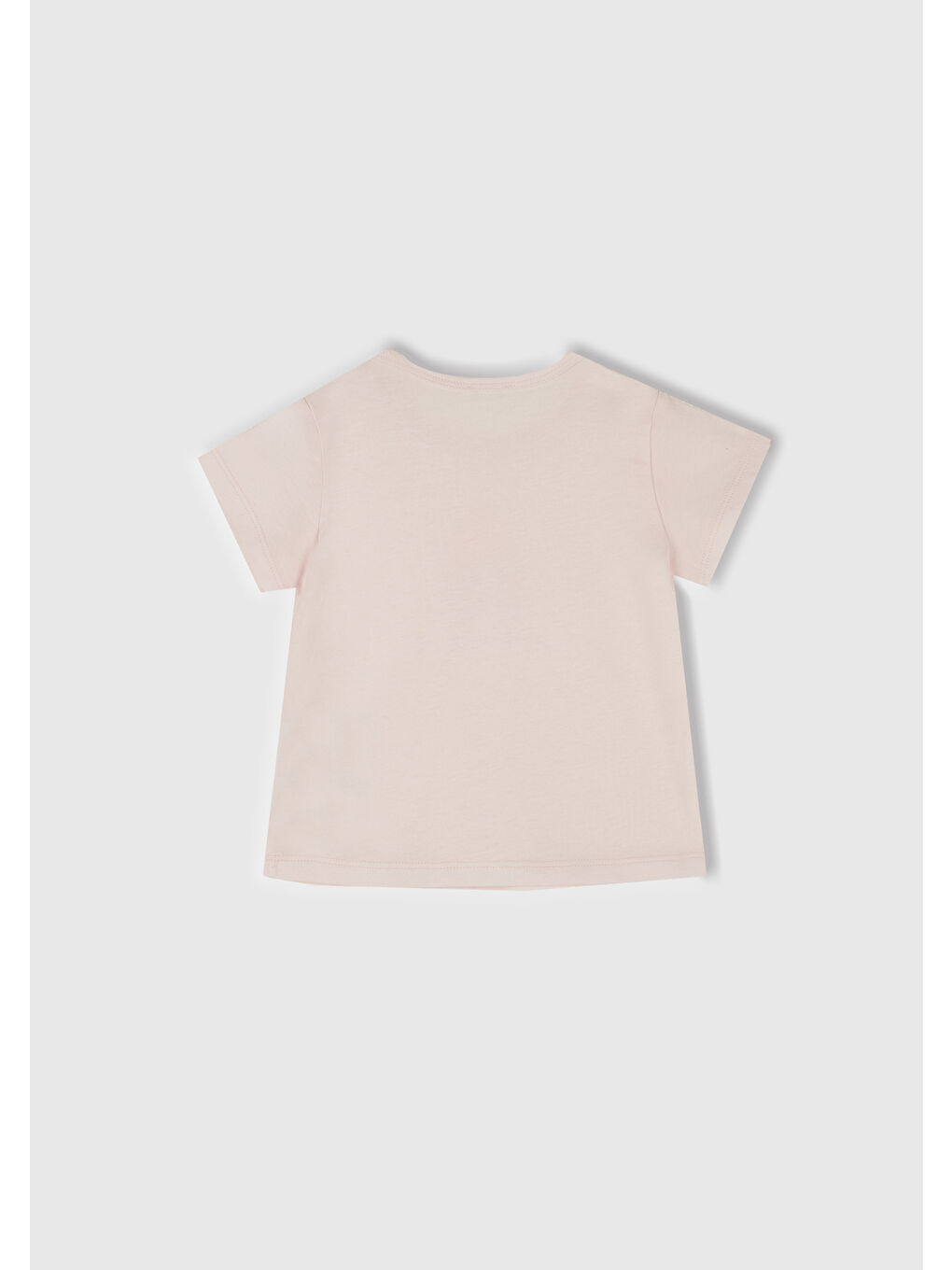 Bebek Toz Pembe Önü Baskılı Omzu Çıtçıt Düğmeli T-Shirt-2