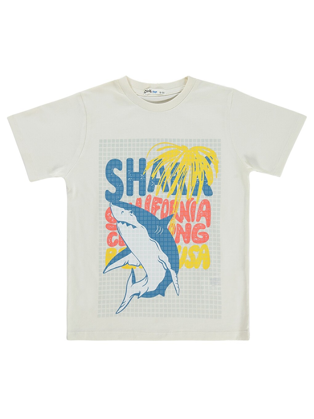 Boys Shark California 10-13 Yaş Tişört - Kırık Beyaz