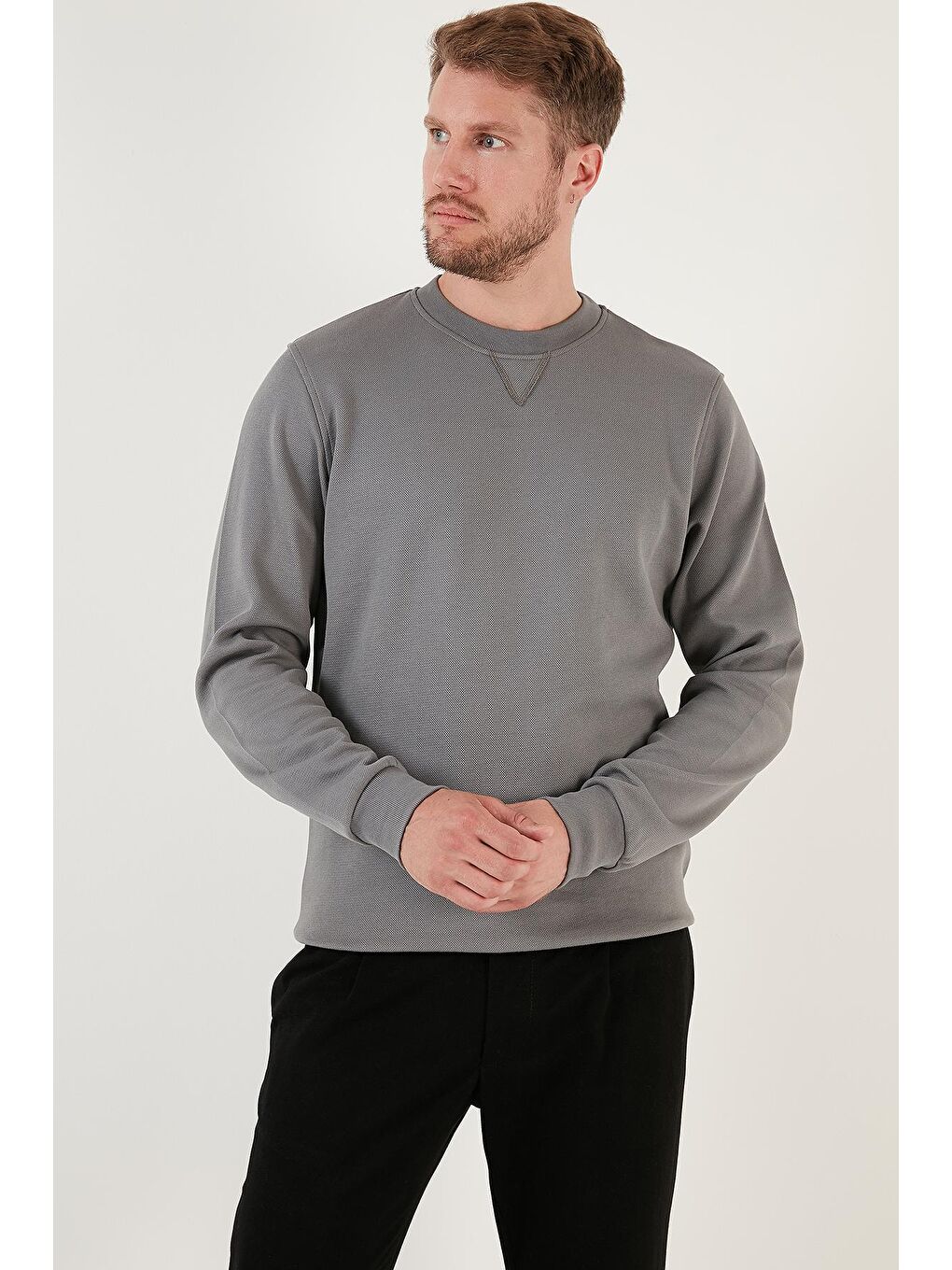 Buratti Açık Haki Pamuklu Regular Fit Bisiklet Yaka Erkek Sweatshirt 5905453 - 1