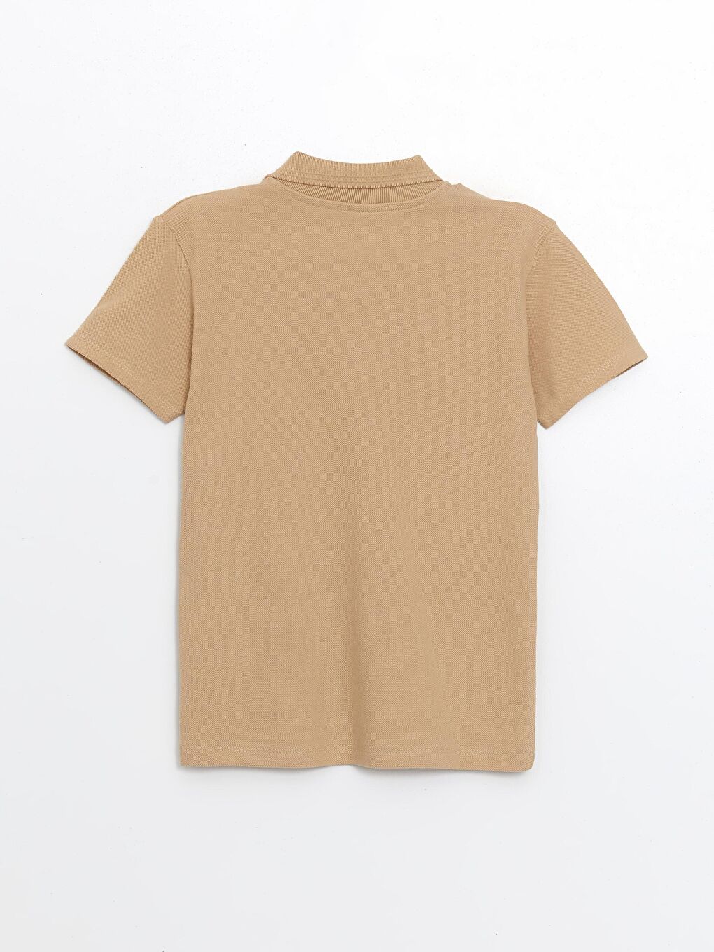 Bej Kids Polo Yaka Basic Kısa Kollu Kız Çocuk Tişört-1