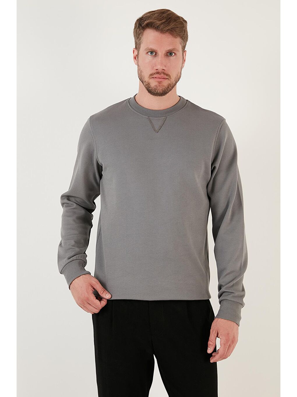 Buratti Açık Haki Pamuklu Regular Fit Bisiklet Yaka Erkek Sweatshirt 5905453 - 2