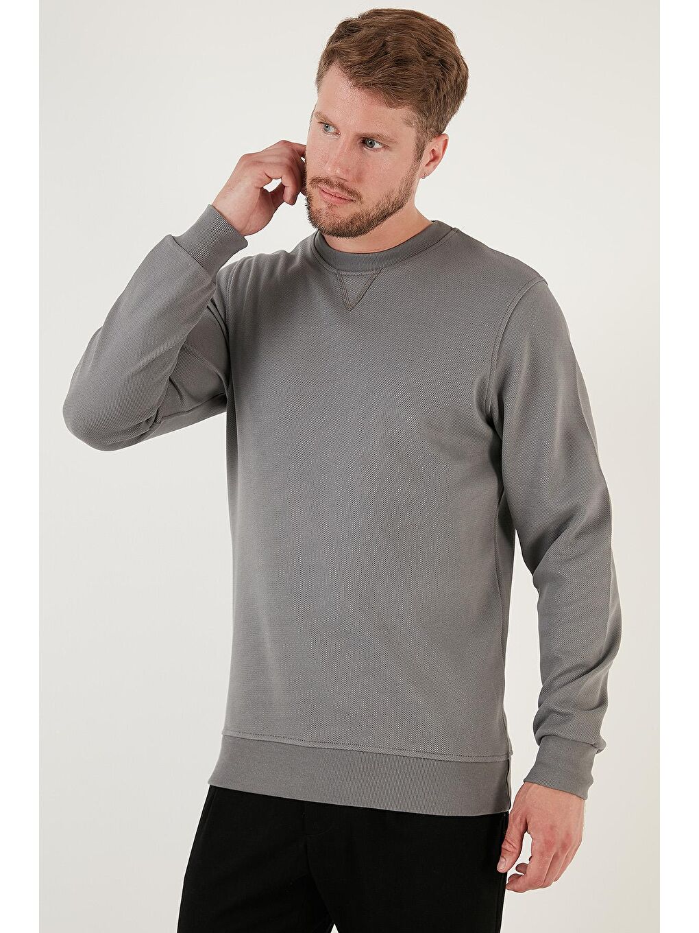 Buratti Açık Haki Pamuklu Regular Fit Bisiklet Yaka Erkek Sweatshirt 5905453 - 3