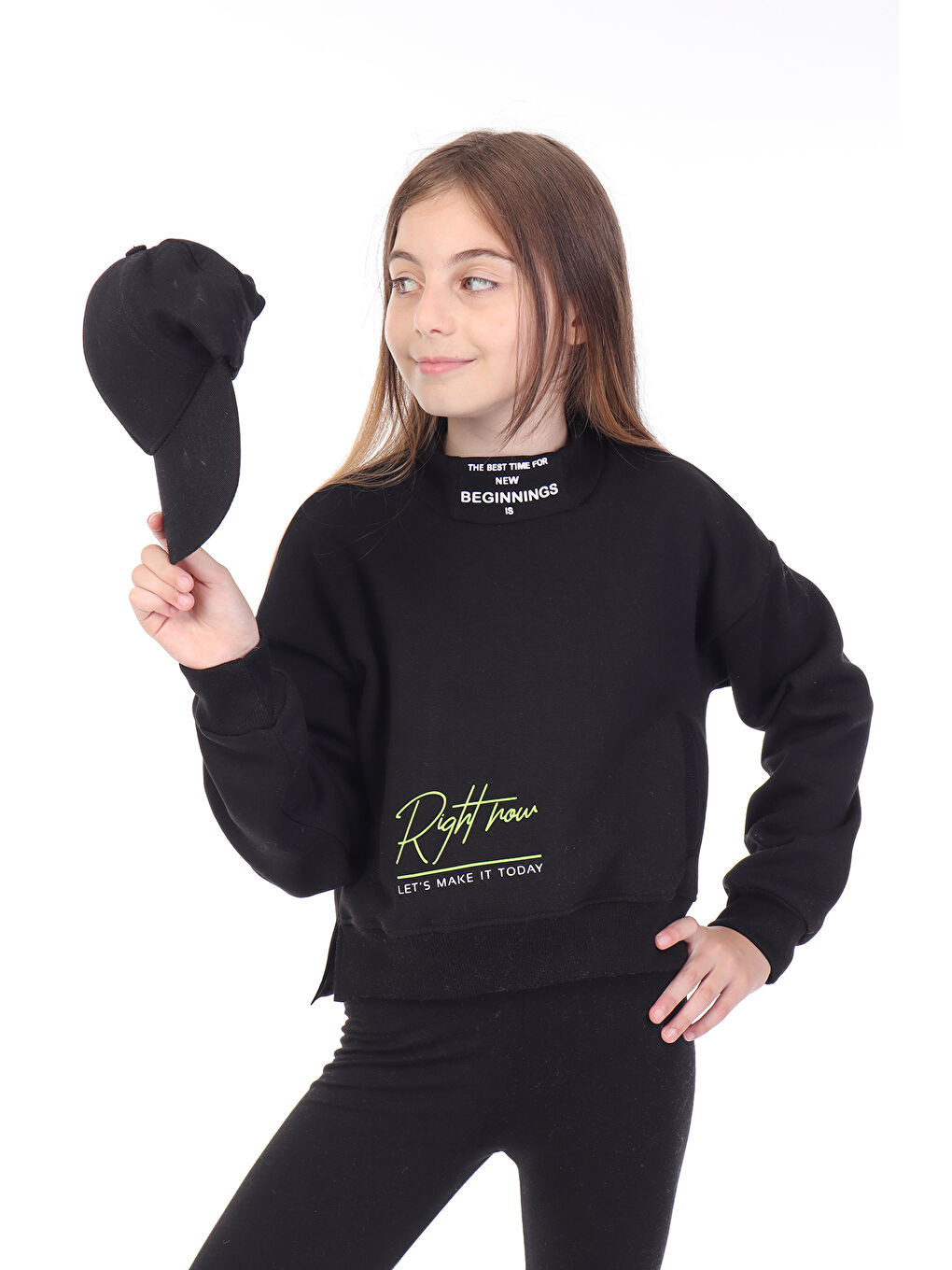 Toontoykids Siyah Kız Çocuk Baskılı Sweatshirt