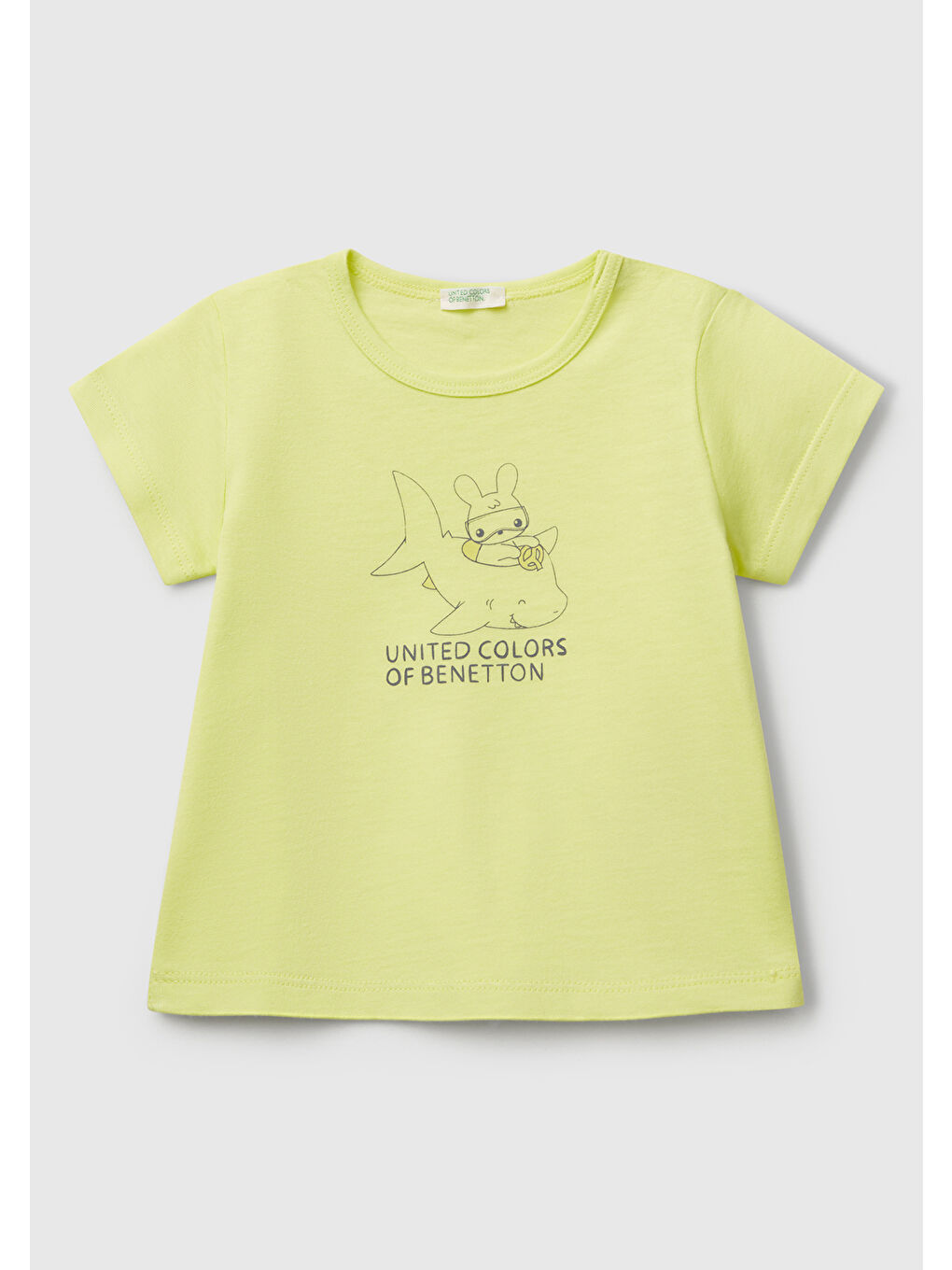 Bebek Sarı Önü Baskılı Omzu Çıtçıt Düğmeli T-Shirt