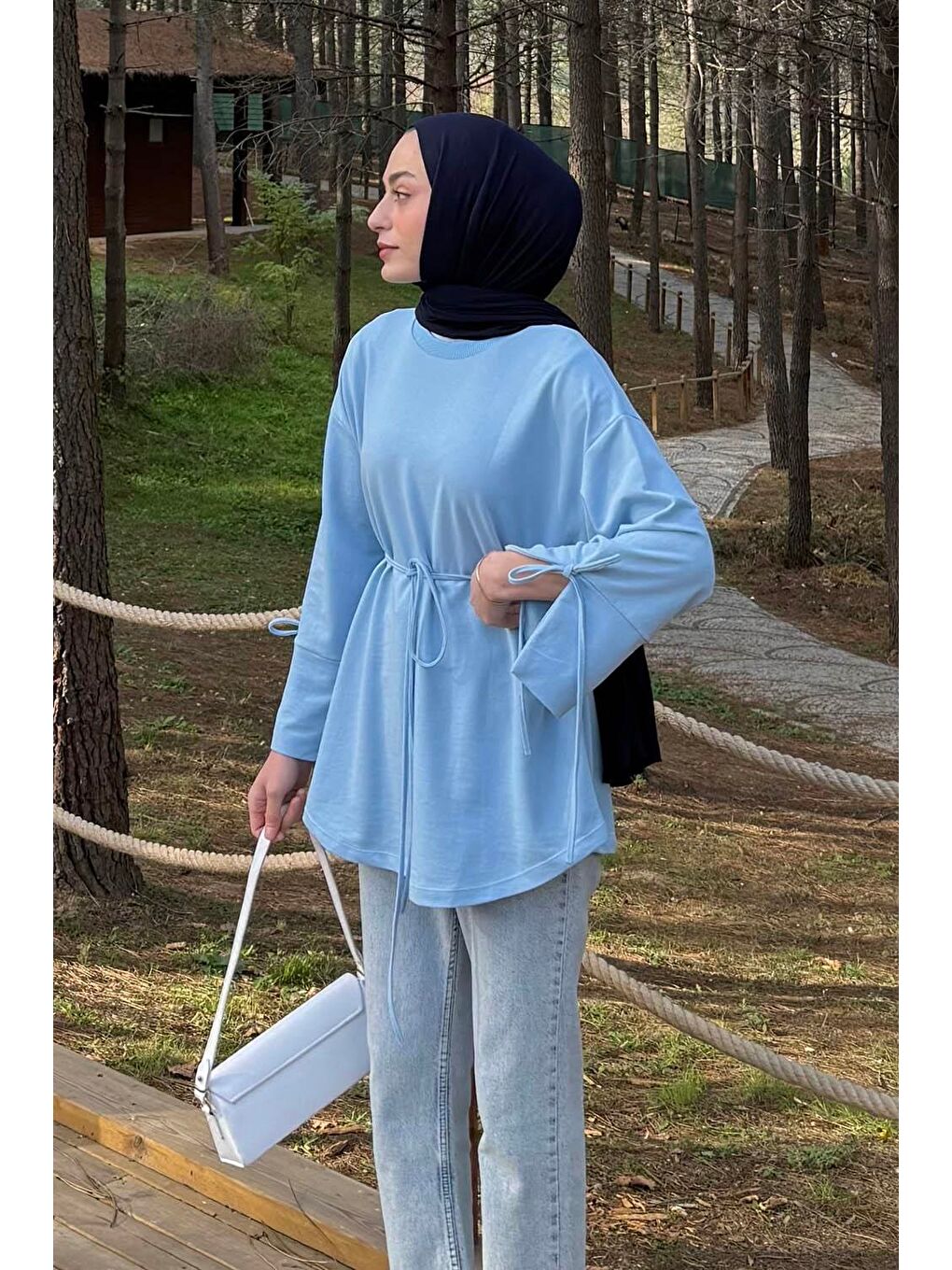 Yırtmaç Detaylı Sweat Bebe Mavisi-1