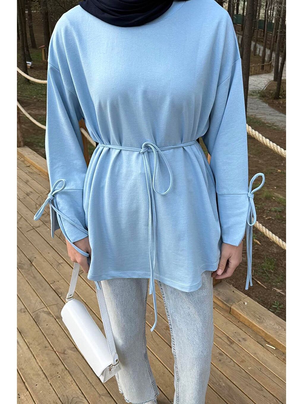 Yırtmaç Detaylı Sweat Bebe Mavisi-2