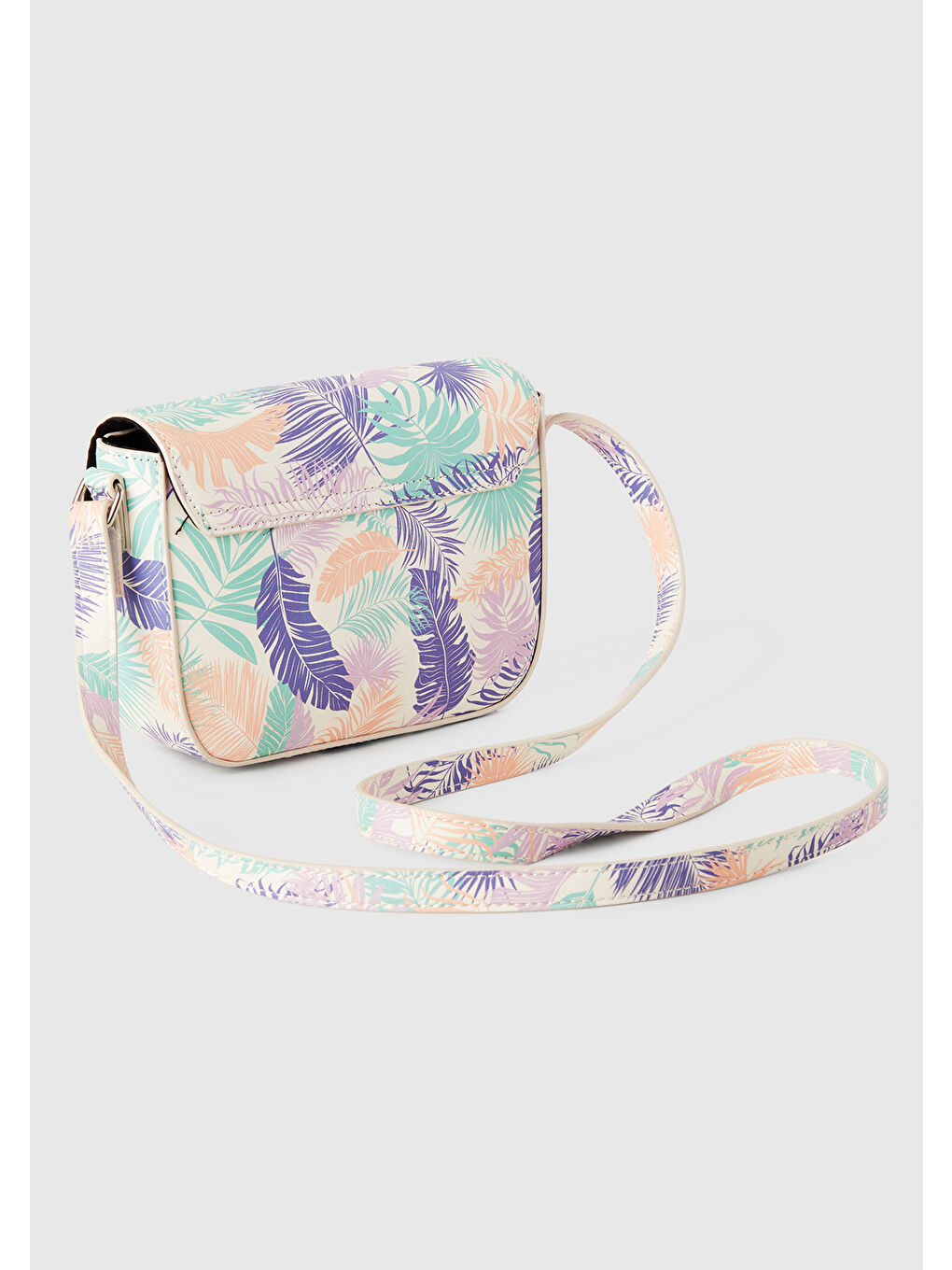 Karışık Kız Çocuk Renkli Mix Parlak Desenli Logo Detaylı Geniş Kapaklı Omuz Çantası-1