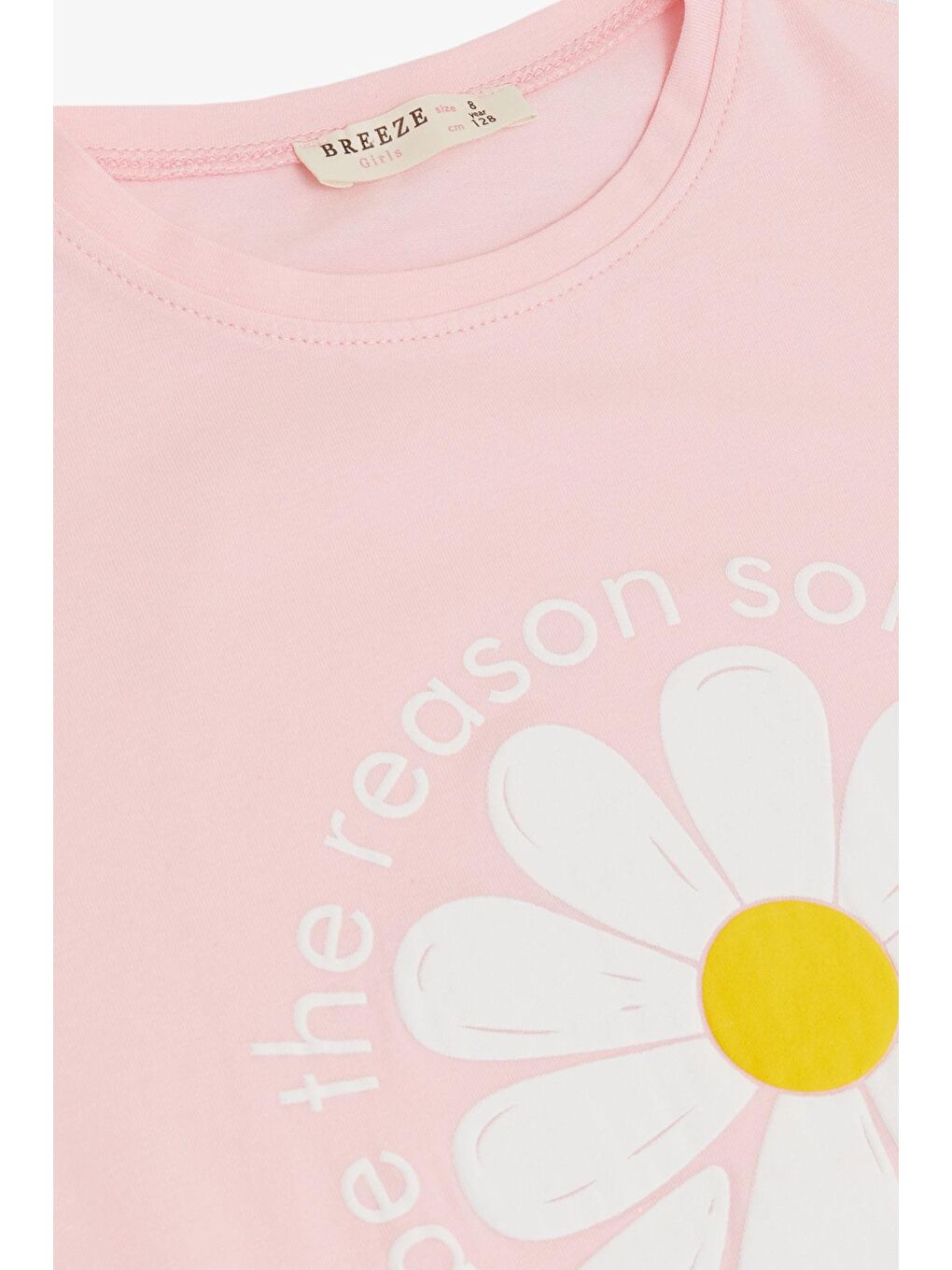 Kız Çocuk Tişört Papatya Baskılı Pembe (7-12 Yaş)-2