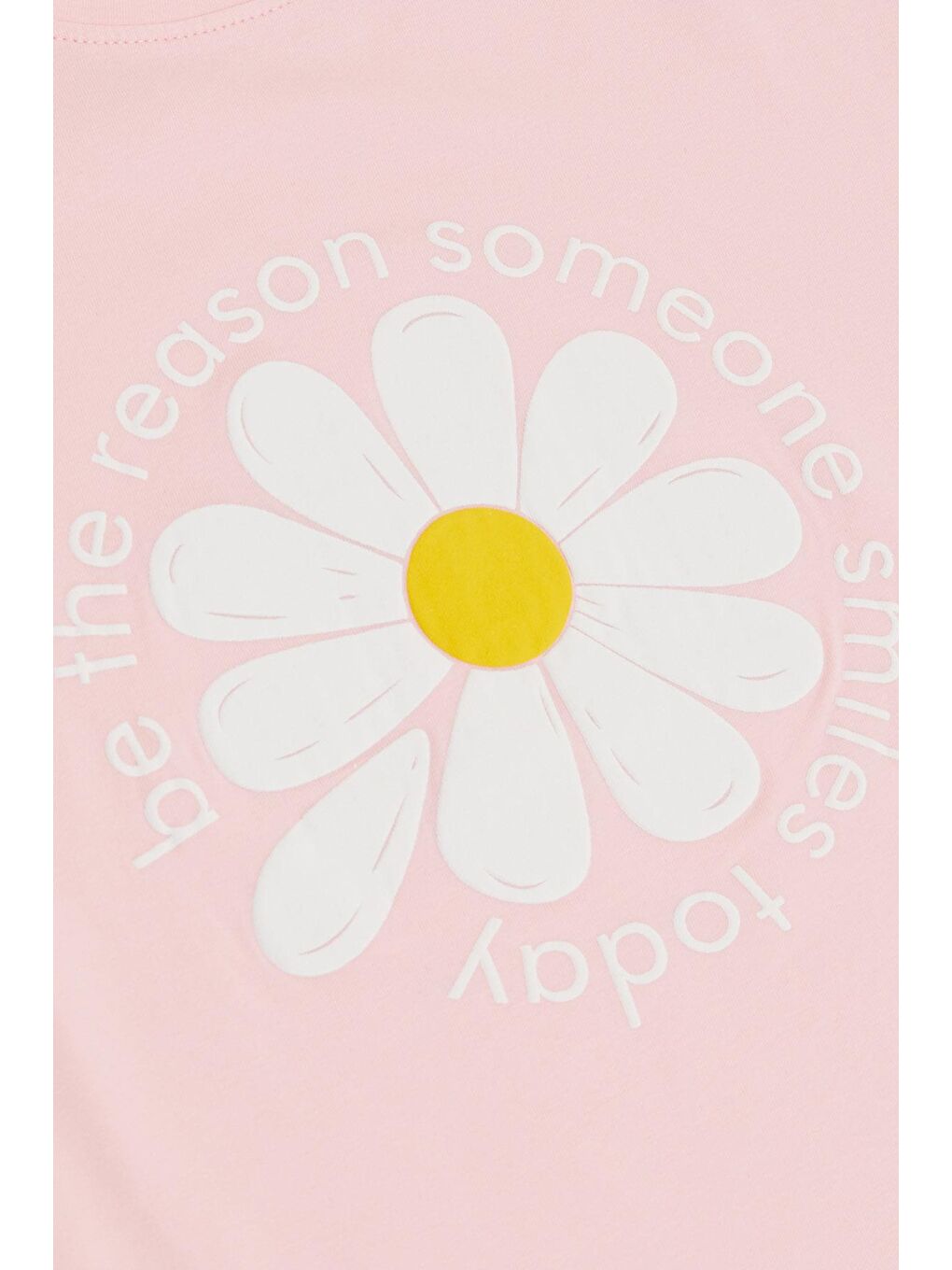 Kız Çocuk Tişört Papatya Baskılı Pembe (7-12 Yaş)-3