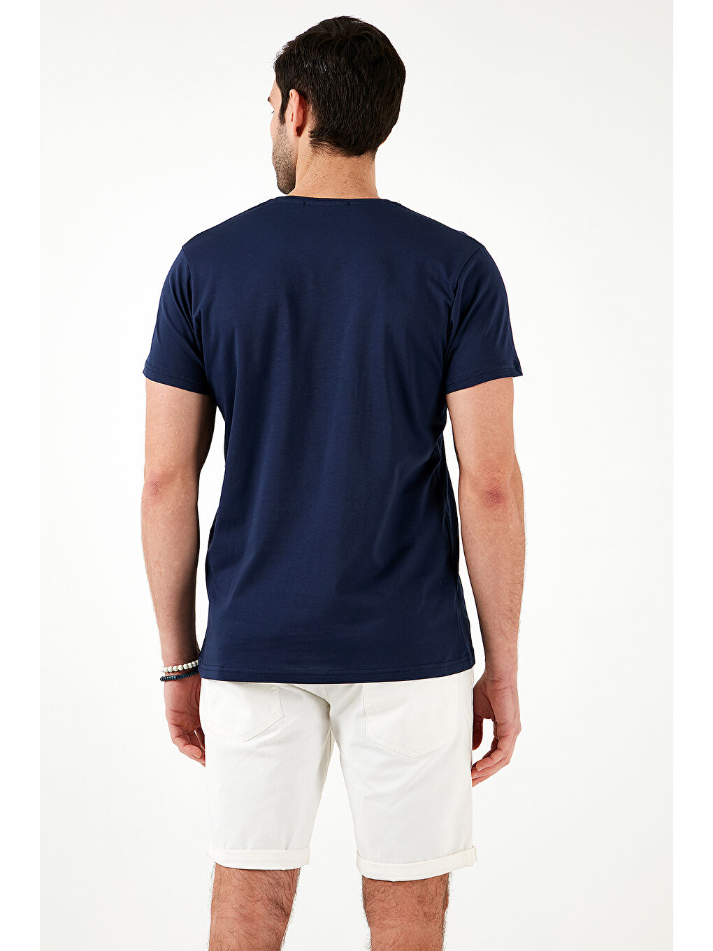 Lacivert Pamuklu Slim Fit Bisiklet Yaka Erkek Tişört 541CHANGE24-6