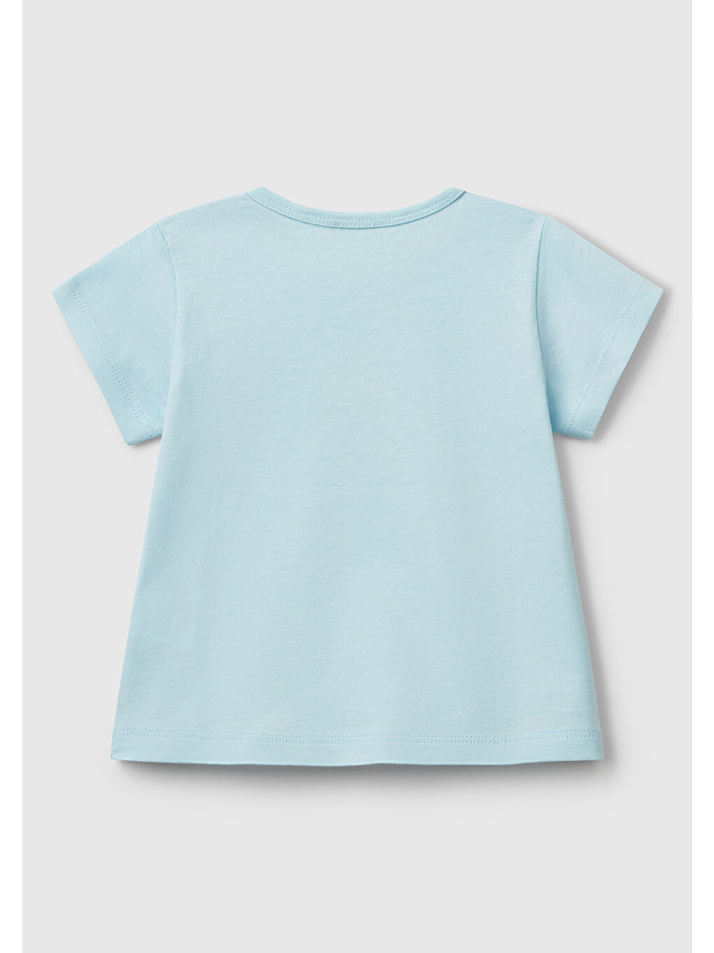 Bebek Turkuaz Önü Baskılı Omzu Çıtçıt Düğmeli T-Shirt-1