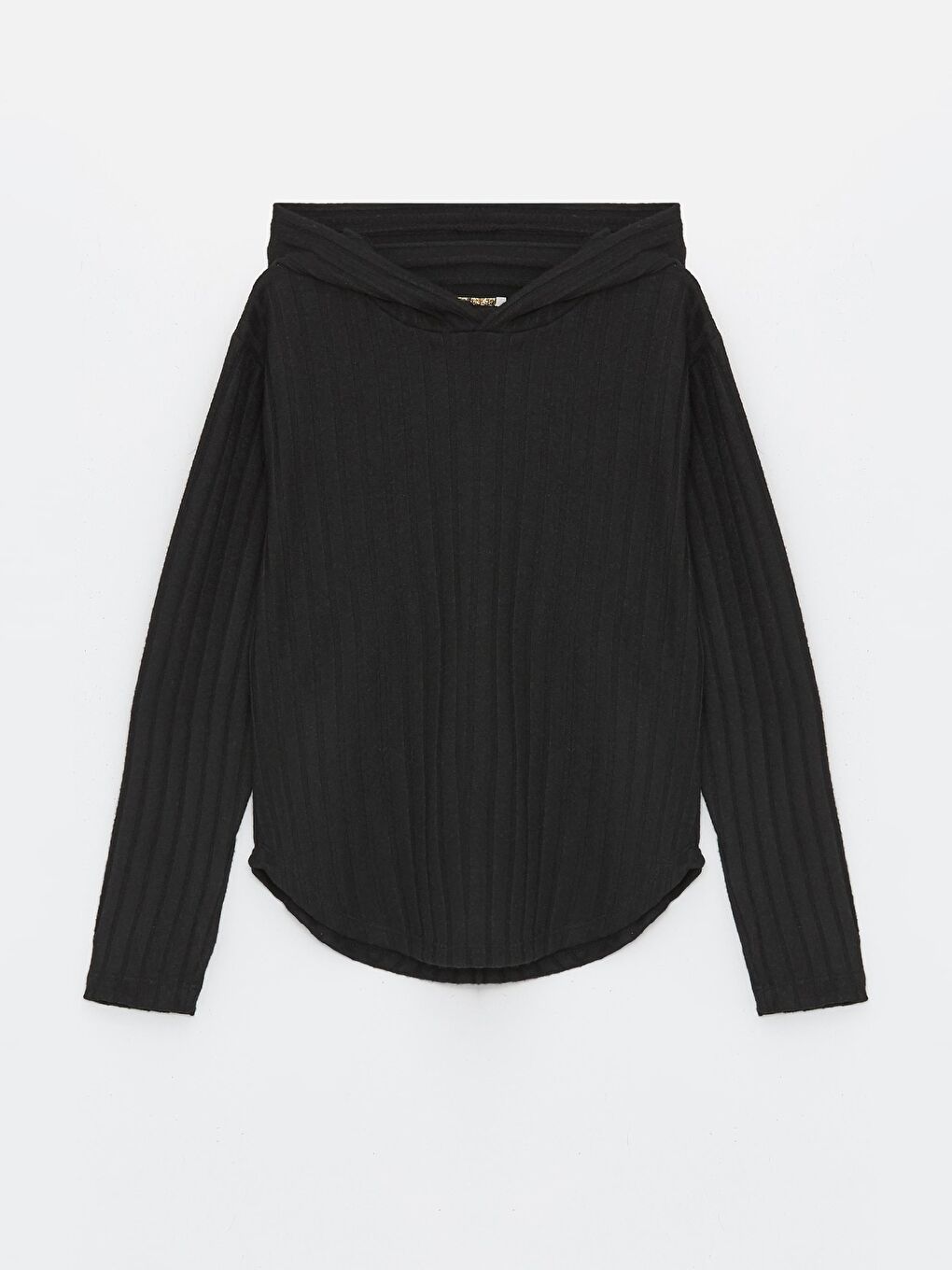 Siyah Kız Çocuk Fitilli Kapüşonlu Triko Eşofman Takımı-1