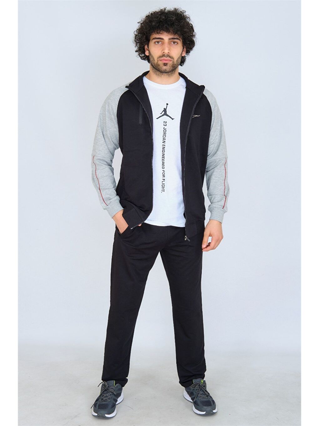 Siyah Pamuklu Kumaş Erkek Eşofman Takımı 201507-2