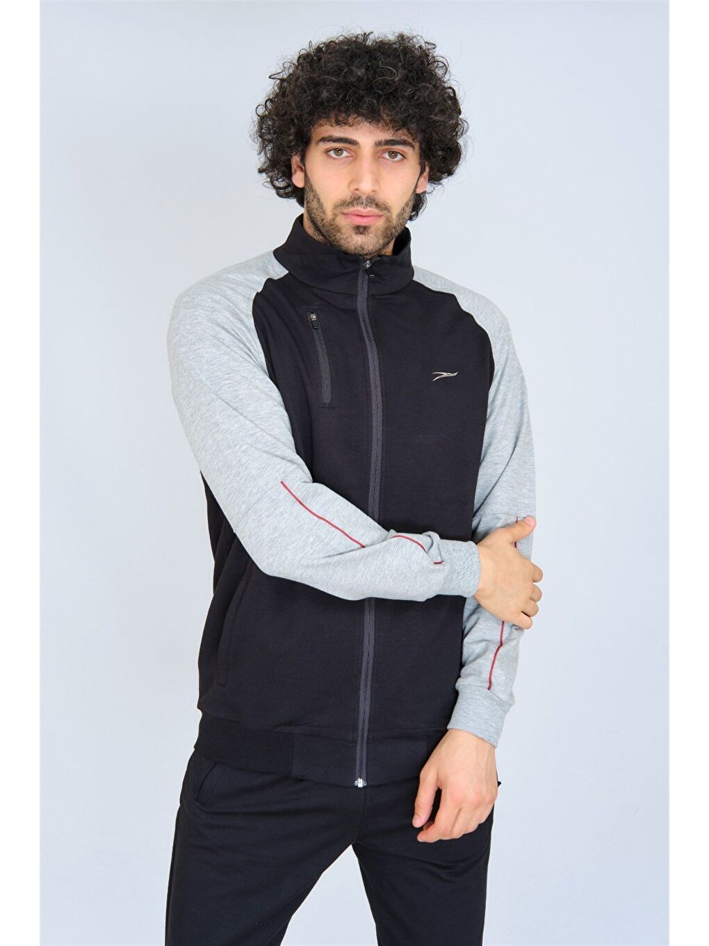 Siyah Pamuklu Kumaş Erkek Eşofman Takımı 201507-3