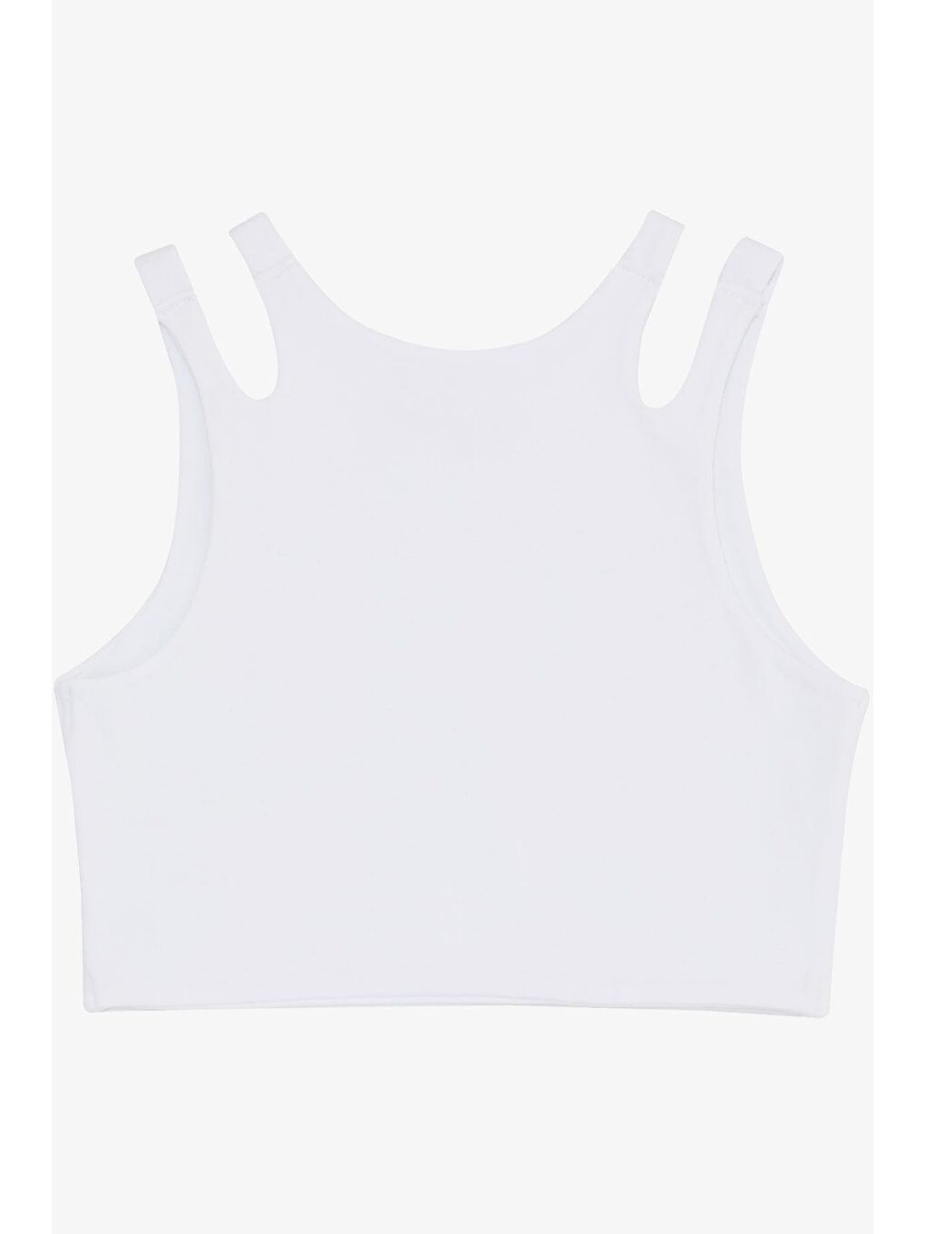 Kız Çocuk Crop Tişört Çift Askı Omuz Detaylı Beyaz (9-16 Yaş)-1