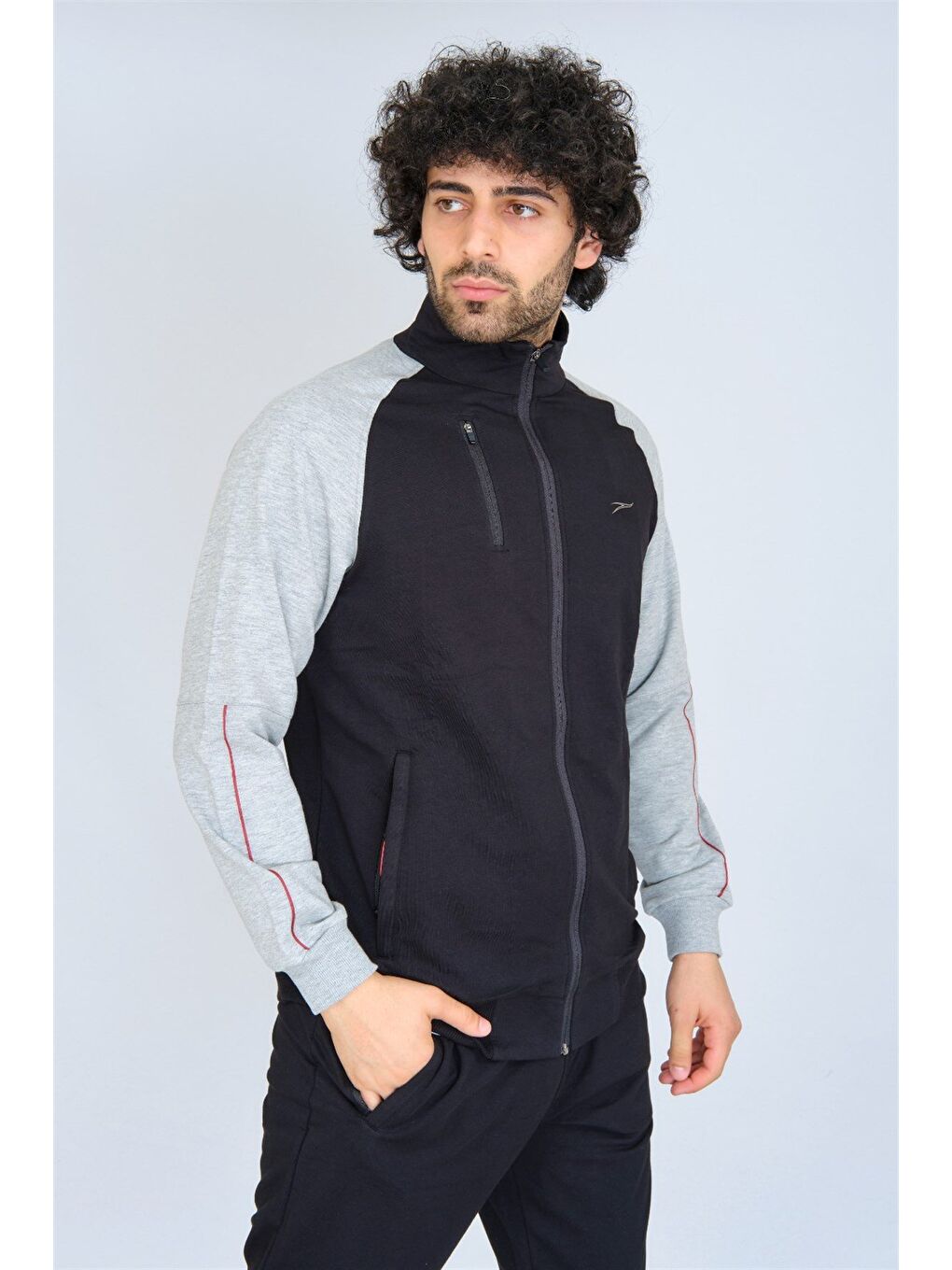 Siyah Pamuklu Kumaş Erkek Eşofman Takımı 201507-4