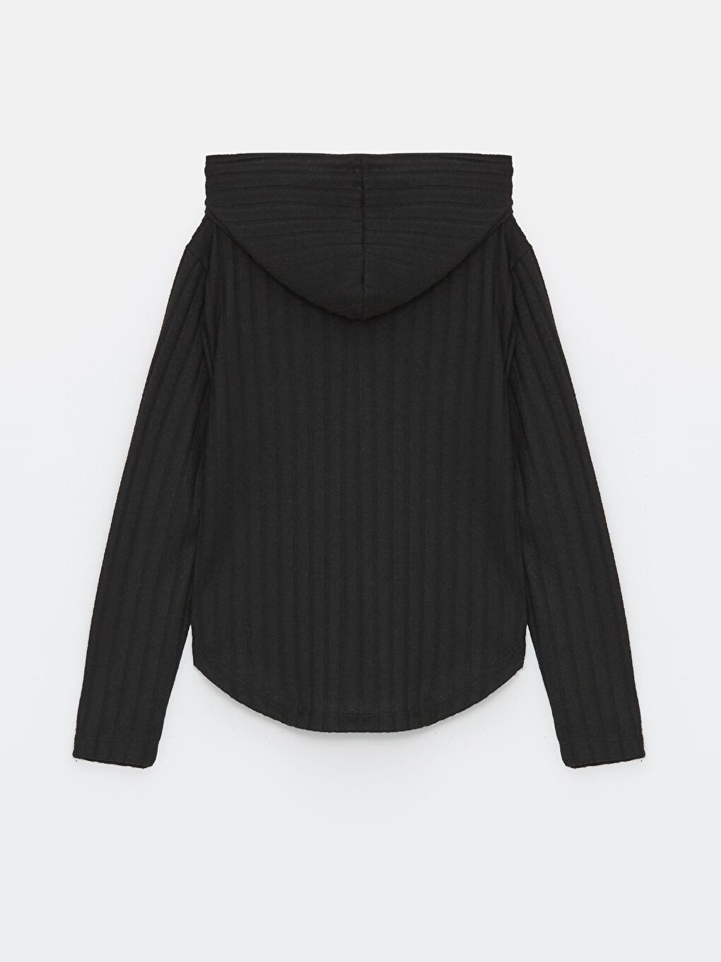 Siyah Kız Çocuk Fitilli Kapüşonlu Triko Eşofman Takımı-2