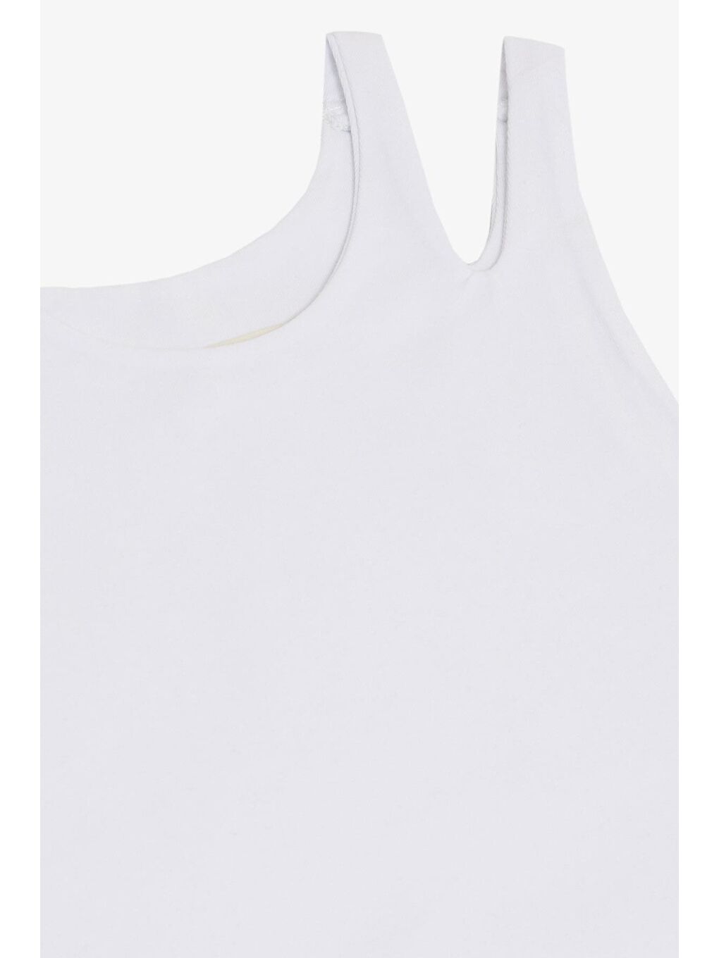 Kız Çocuk Crop Tişört Çift Askı Omuz Detaylı Beyaz (9-16 Yaş)-2