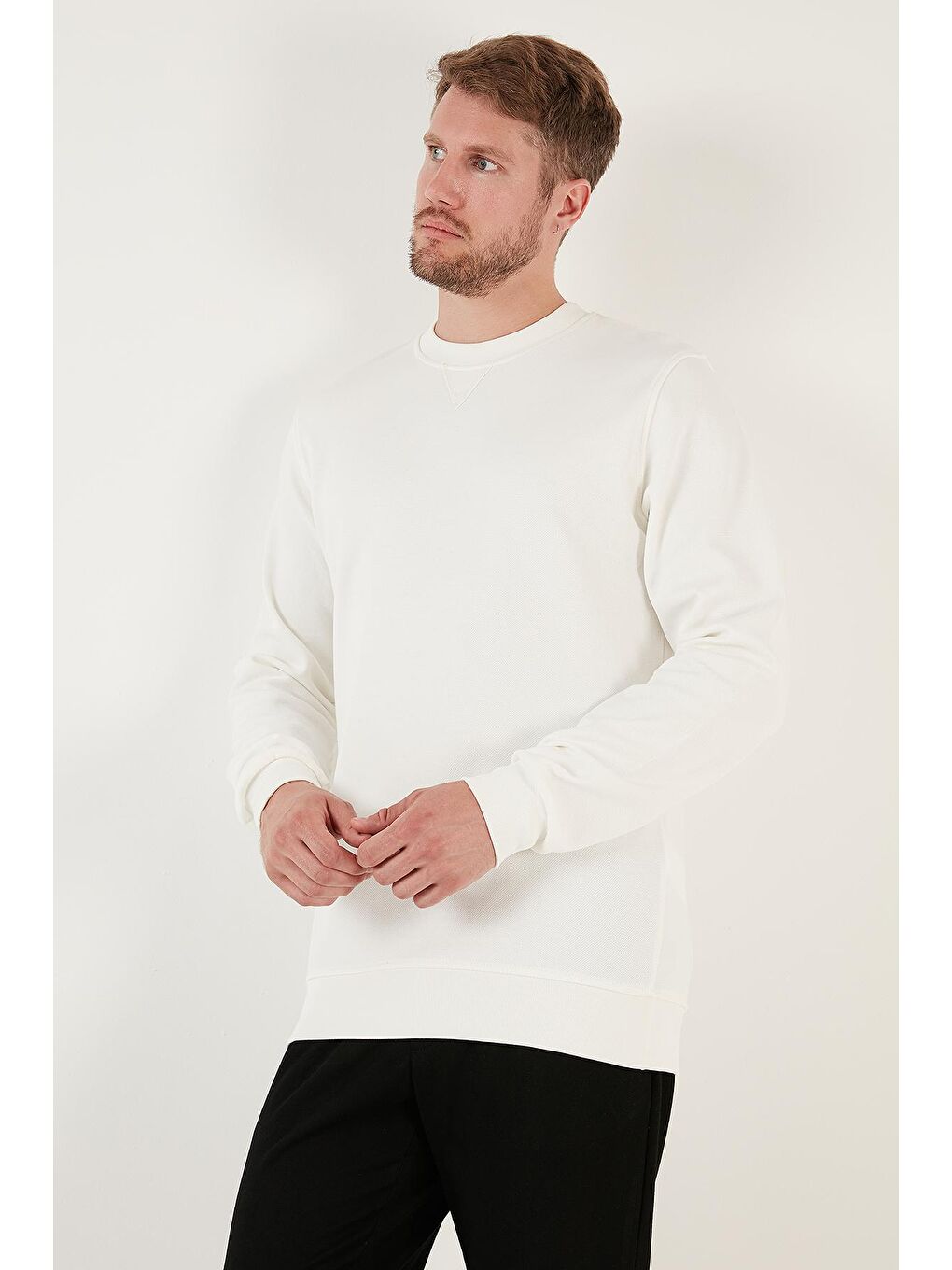 Buratti Ekru Pamuklu Regular Fit Bisiklet Yaka Erkek Sweatshirt 5905453 - 3