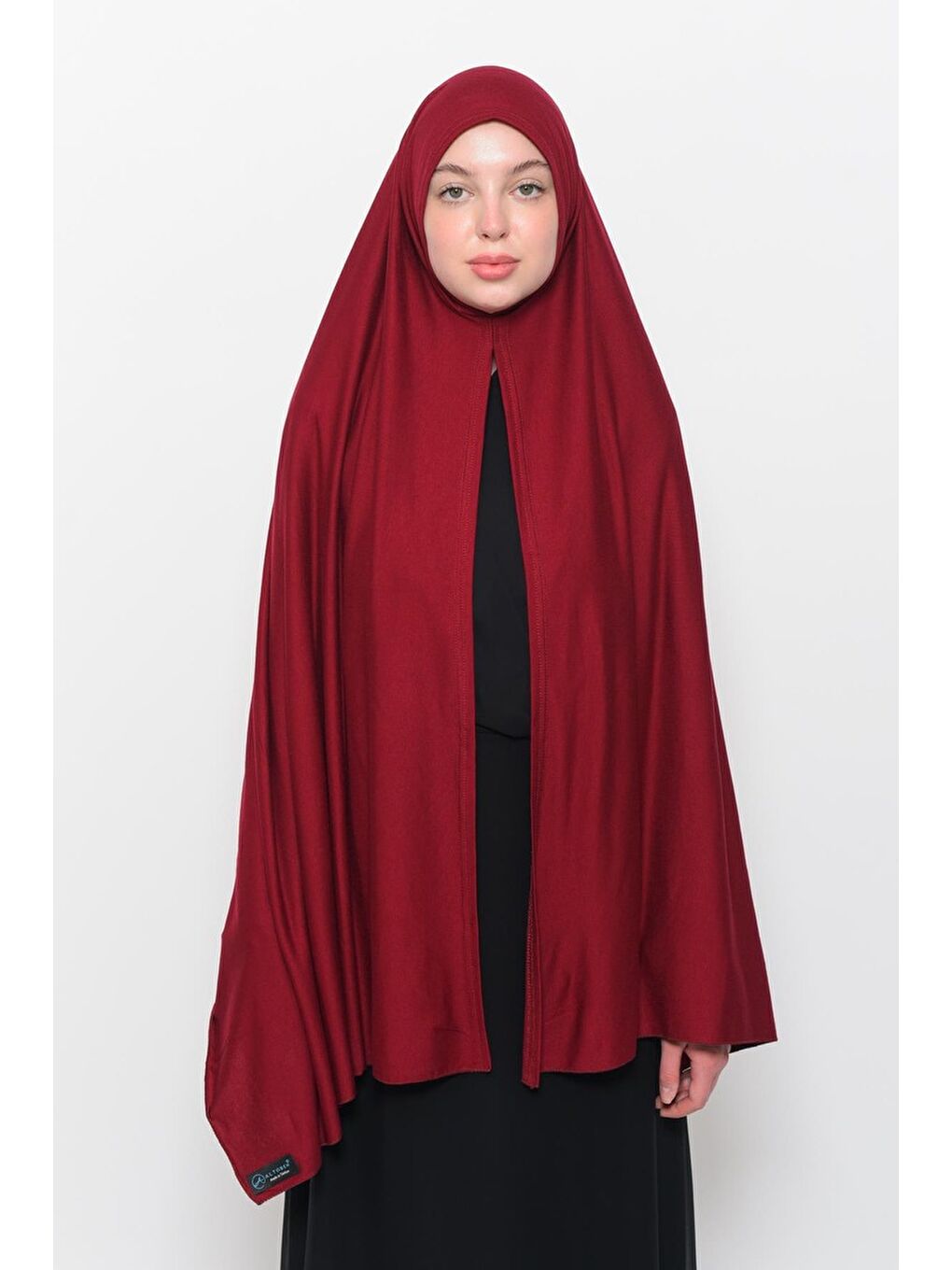 Bordo Hazır Pratik Geçmeli Lüks Organik Düz Penye Şal Eşit Hizalı-2