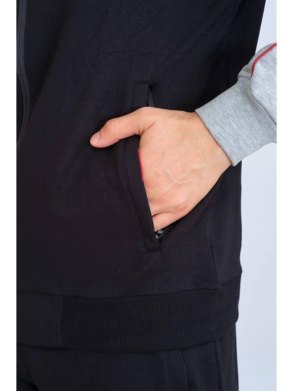 Siyah Pamuklu Kumaş Erkek Eşofman Takımı 201507-8