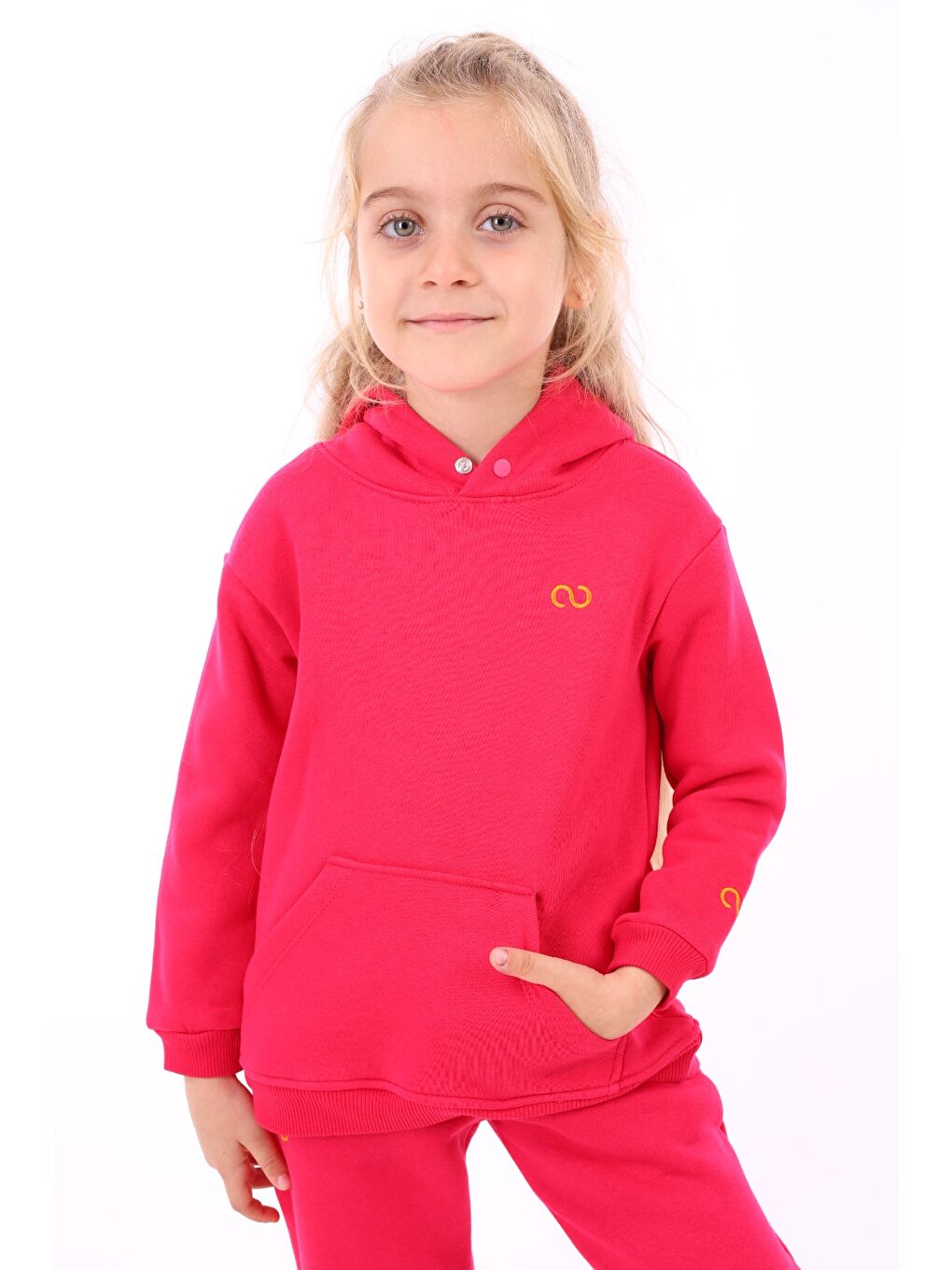 Fuşya Unisex Çocuk Nakışlı Sweatshirt-1
