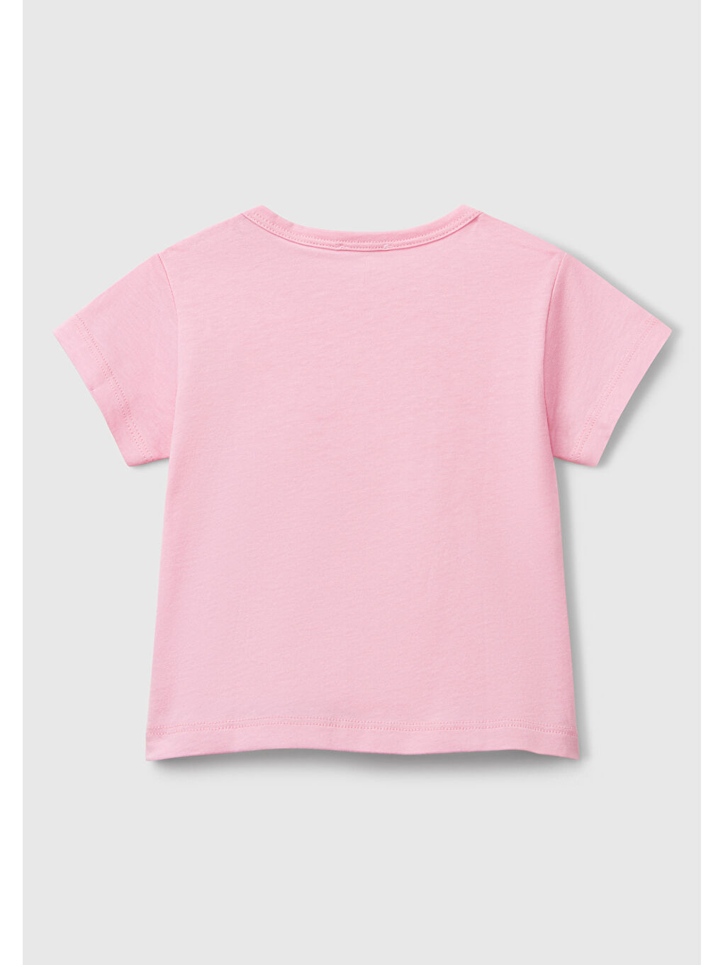 Bebek Pembe Önü Baskılı Omzu Çıtçıt Düğmeli T-Shirt-1