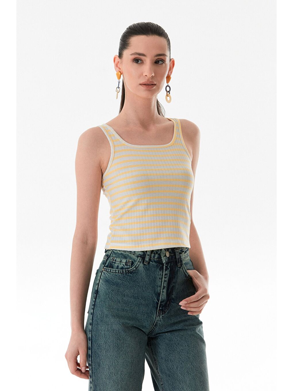 Sarı Çizgili U Yaka Body-2