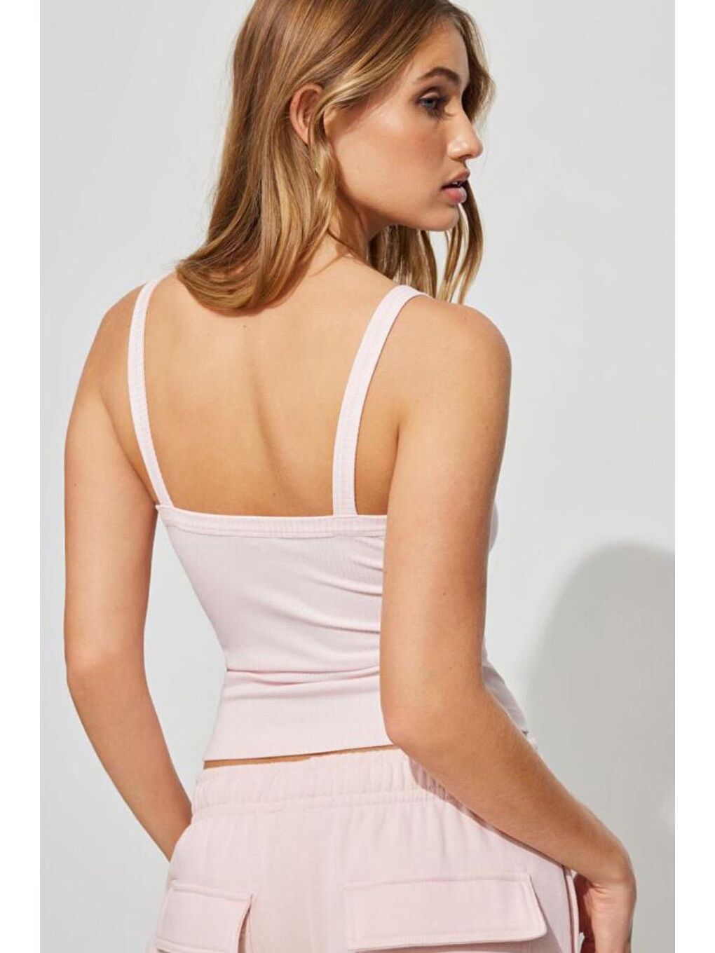 Pembe Fitilli Görünümlü Askılı Basic Atlet Mg2236-3