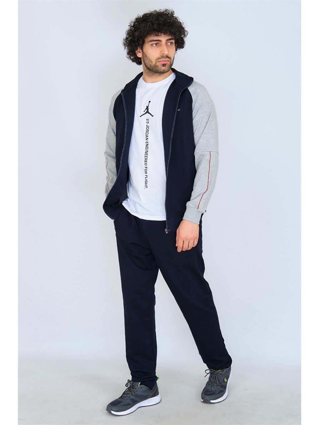 Lacivert Pamuklu Kumaş Erkek Eşofman Takımı 201507-1