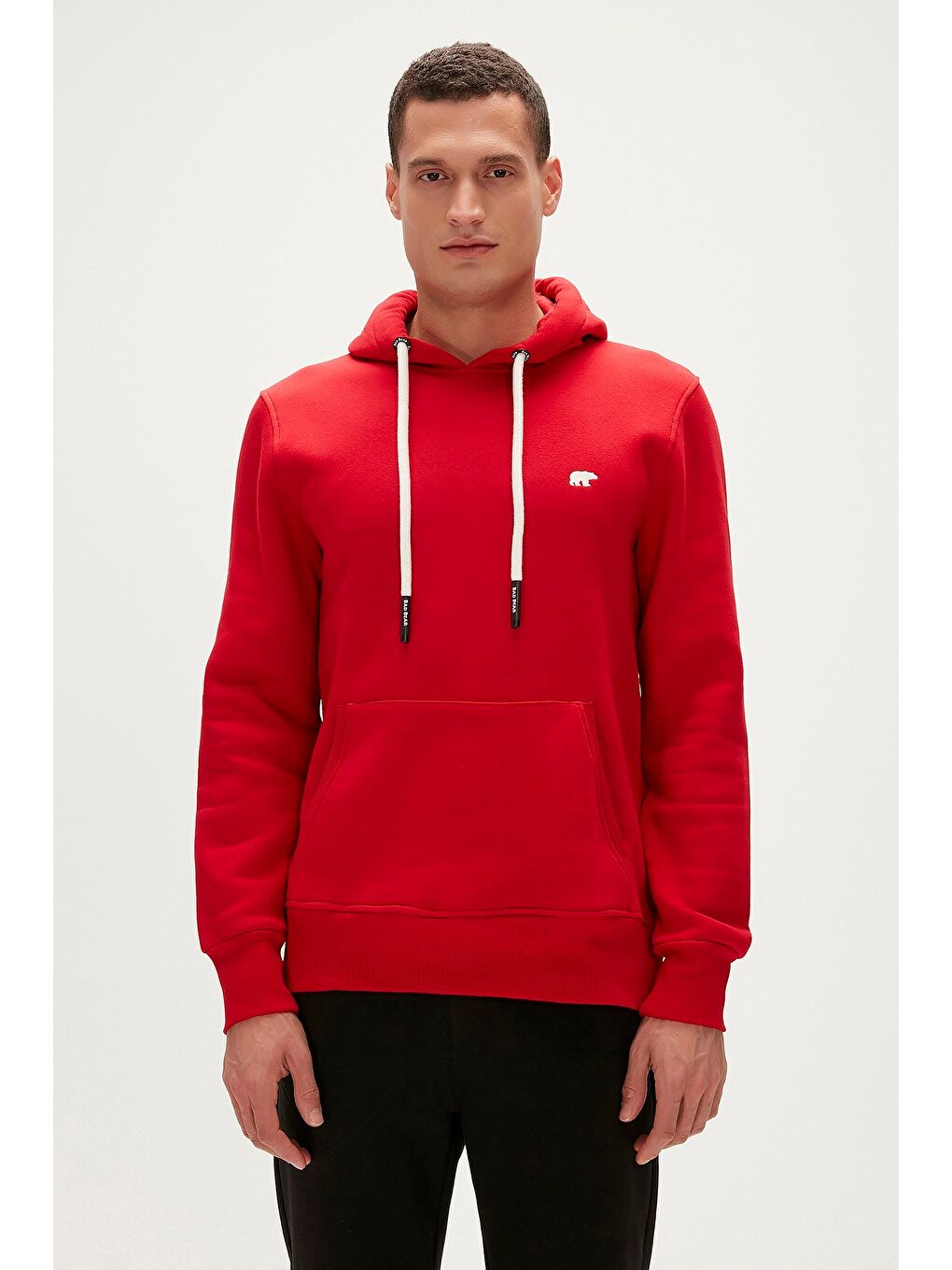 Bad Bear Kırmızı Simple Hoodie Crimson Red Kırmızı Erkek Kapüşonlu Sweatshirt