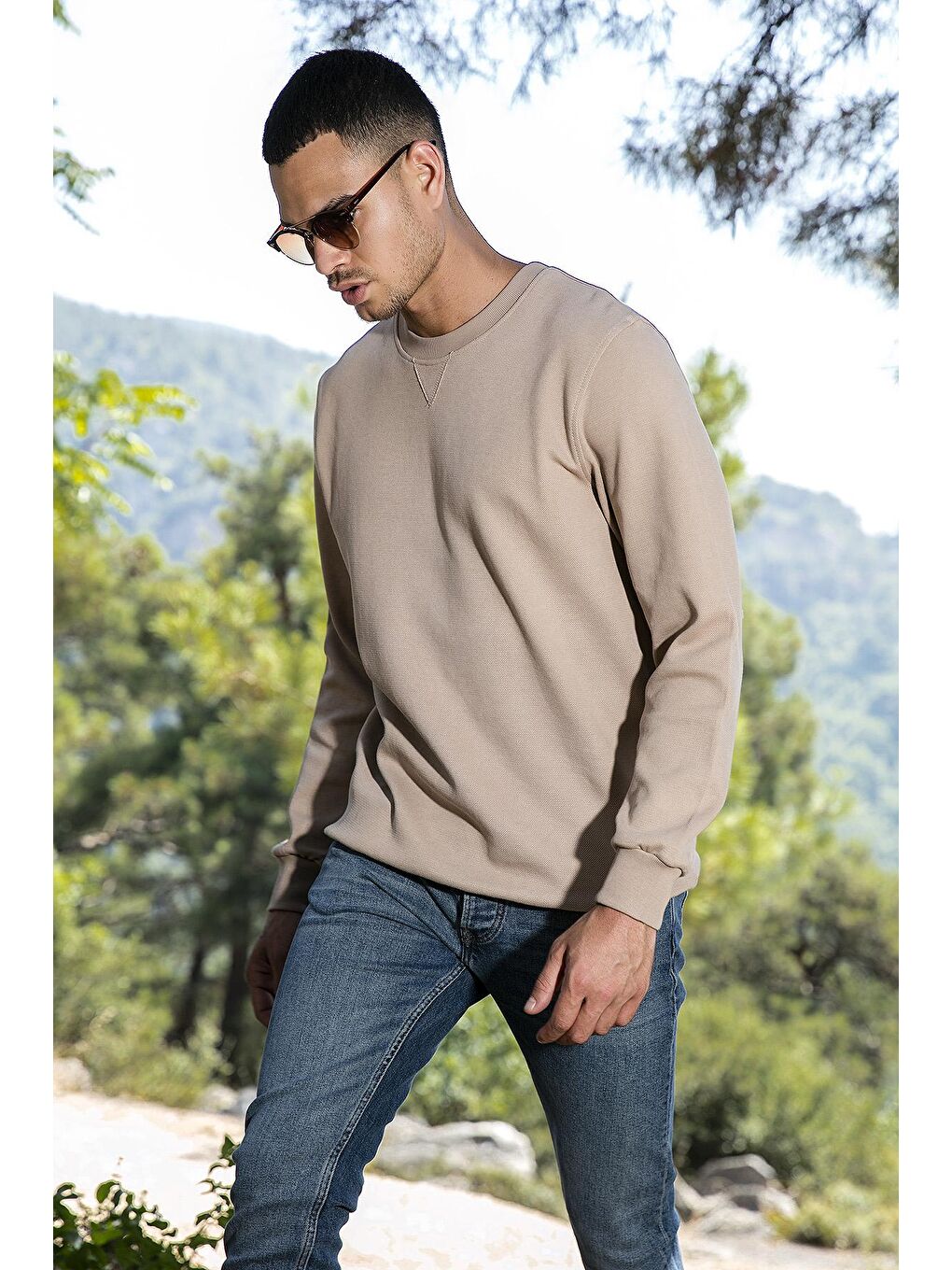 Buratti Vizon Pamuklu Regular Fit Bisiklet Yaka Erkek Sweatshirt 5905453