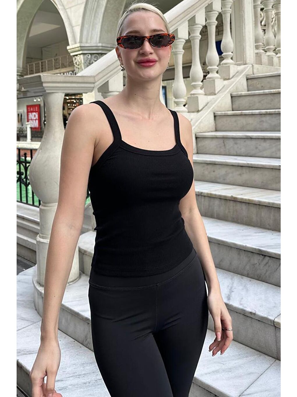 Siyah Fitilli Görünümlü Askılı Basic Atlet Mg2236-1