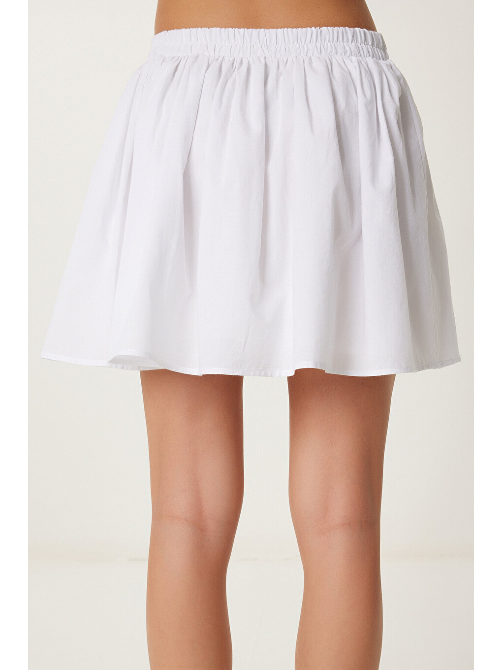 Beyaz Pamuklu Mini Kloş Etek BEYAZ LNS0058-4