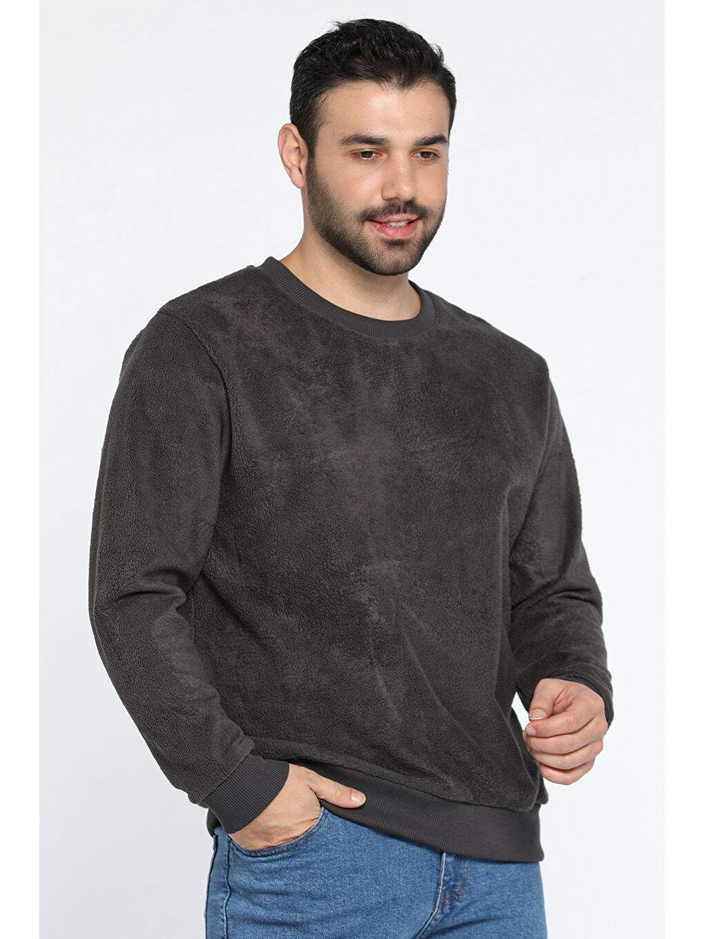 Mishar İtalia Gri Erkek Bisiklet Yaka Polar Sweatshirt - 1