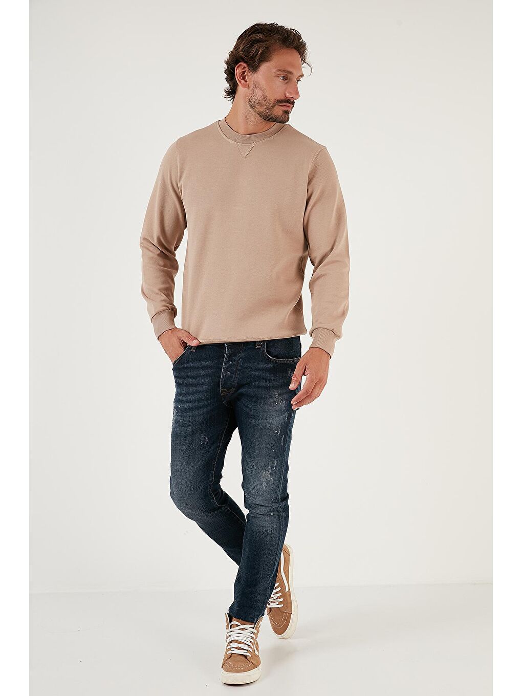 Buratti Vizon Pamuklu Regular Fit Bisiklet Yaka Erkek Sweatshirt 5905453 - 3