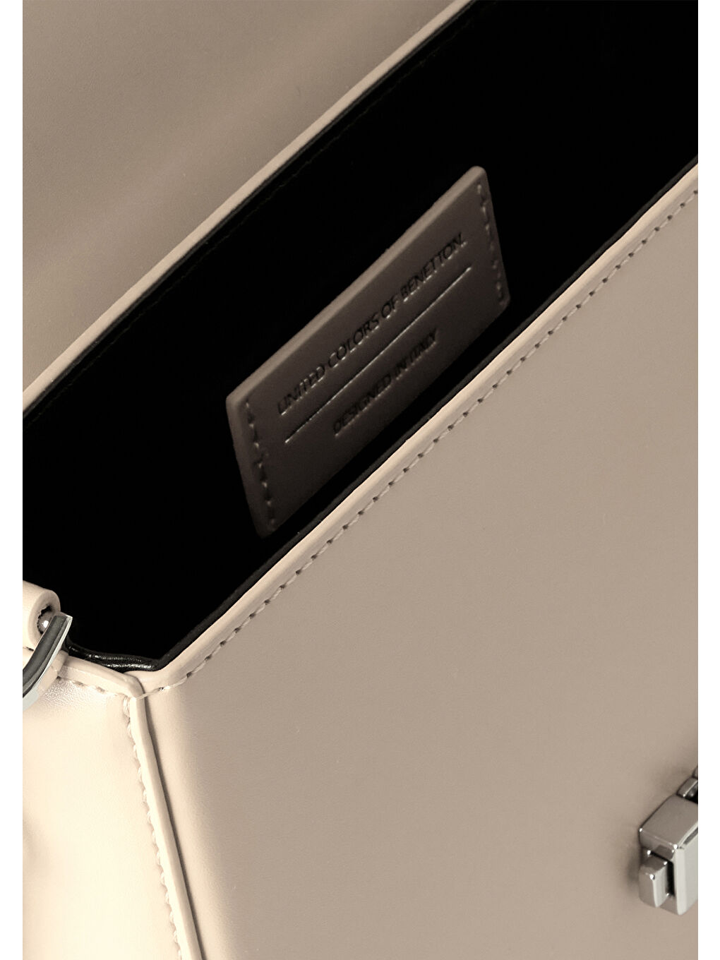 Bej Kadın Taş Rengi Metal Klipsli Çift Saplı Mini Omuz Çantası-2